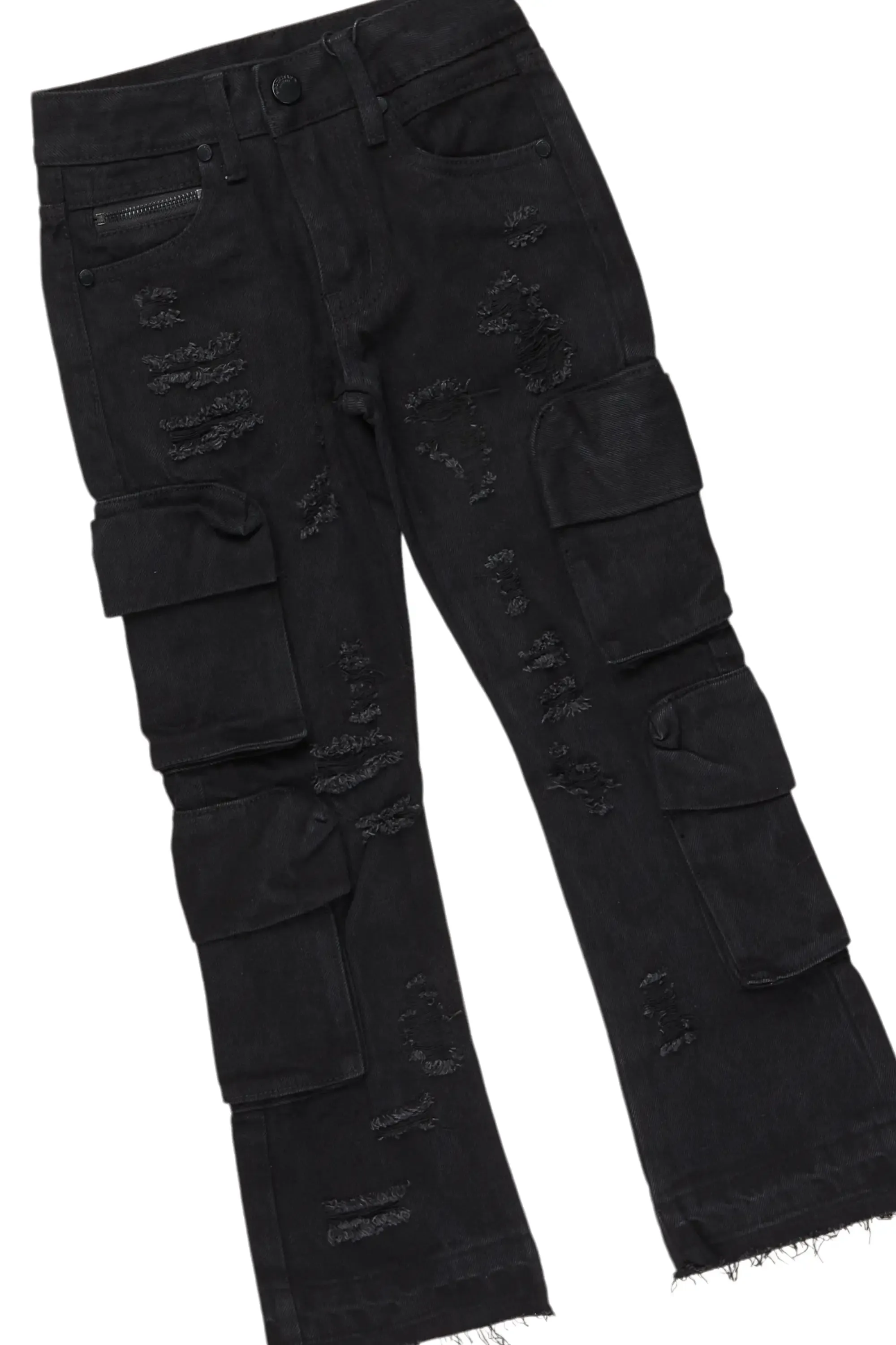 Boys Riven Grey/Black Hoodie/Stack Flare Jean Set sold by Rockstar Original product image thumbnail 3