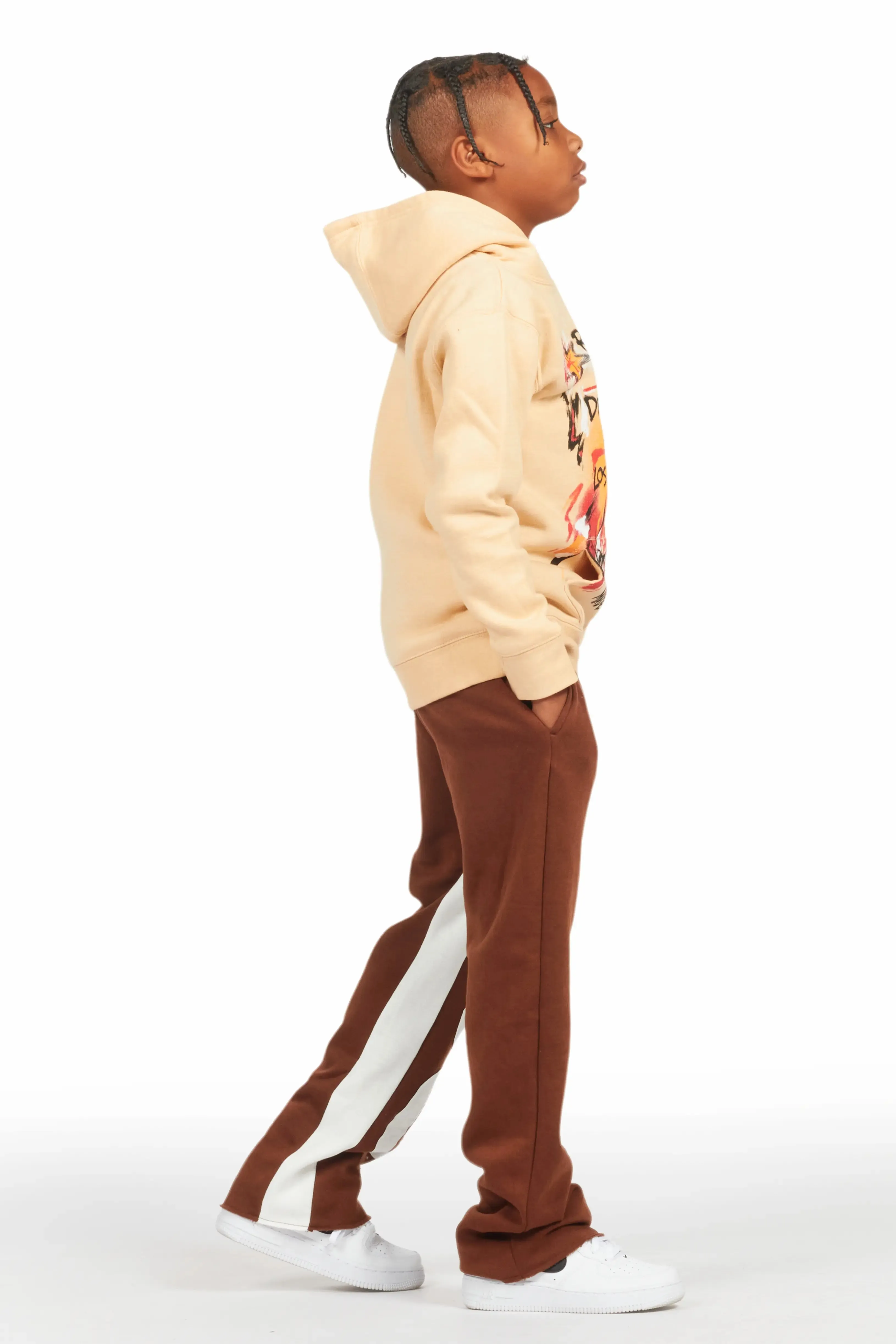 Boys Uko Brown Stacked Baggy Flare Pant sold by Rockstar Original product image thumbnail 4