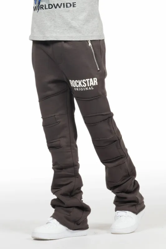 Boys Emilio Vintage Grey Stacked Flare Track Pant sold by Rockstar Original