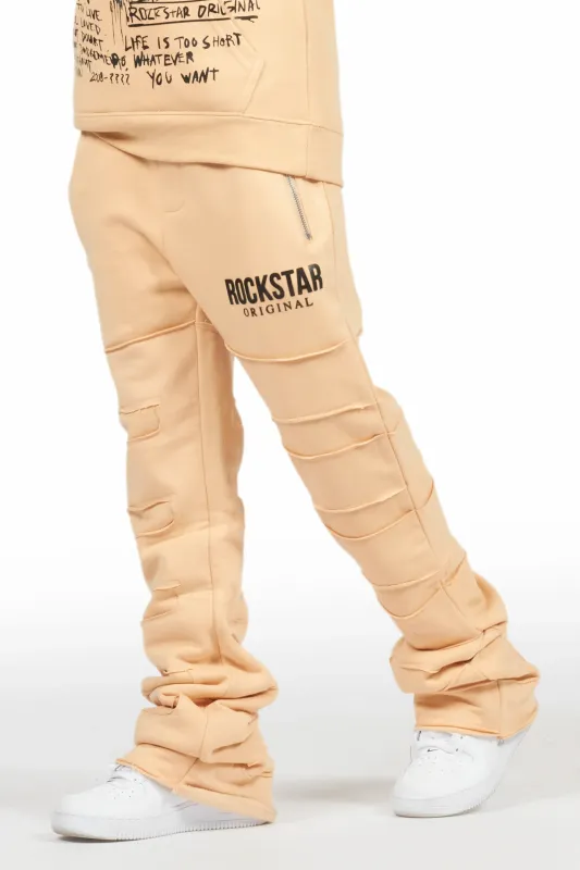 Boys Emilio Beige Stacked Flare Track Pant sold by Rockstar Original