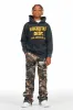 Boys Emilio Black Tree Camo Stacked Flare Track Pant sold by Rockstar Original