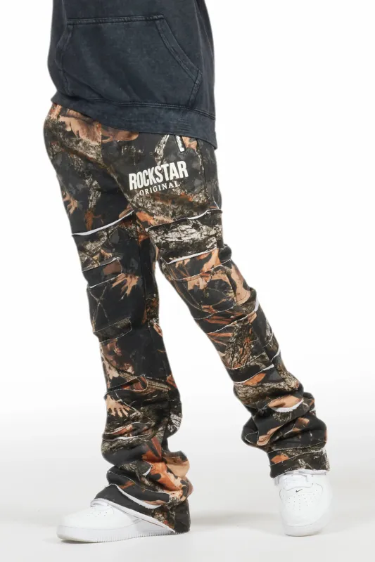 Boys Emilio Black Tree Camo Stacked Flare Track Pant sold by Rockstar Original