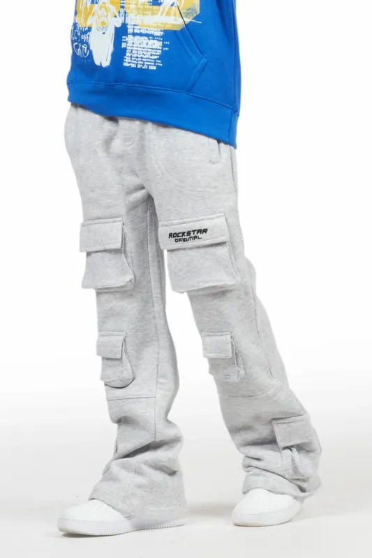 Boys Connor Grey Stacked Flare Track Pant sold by Rockstar Original