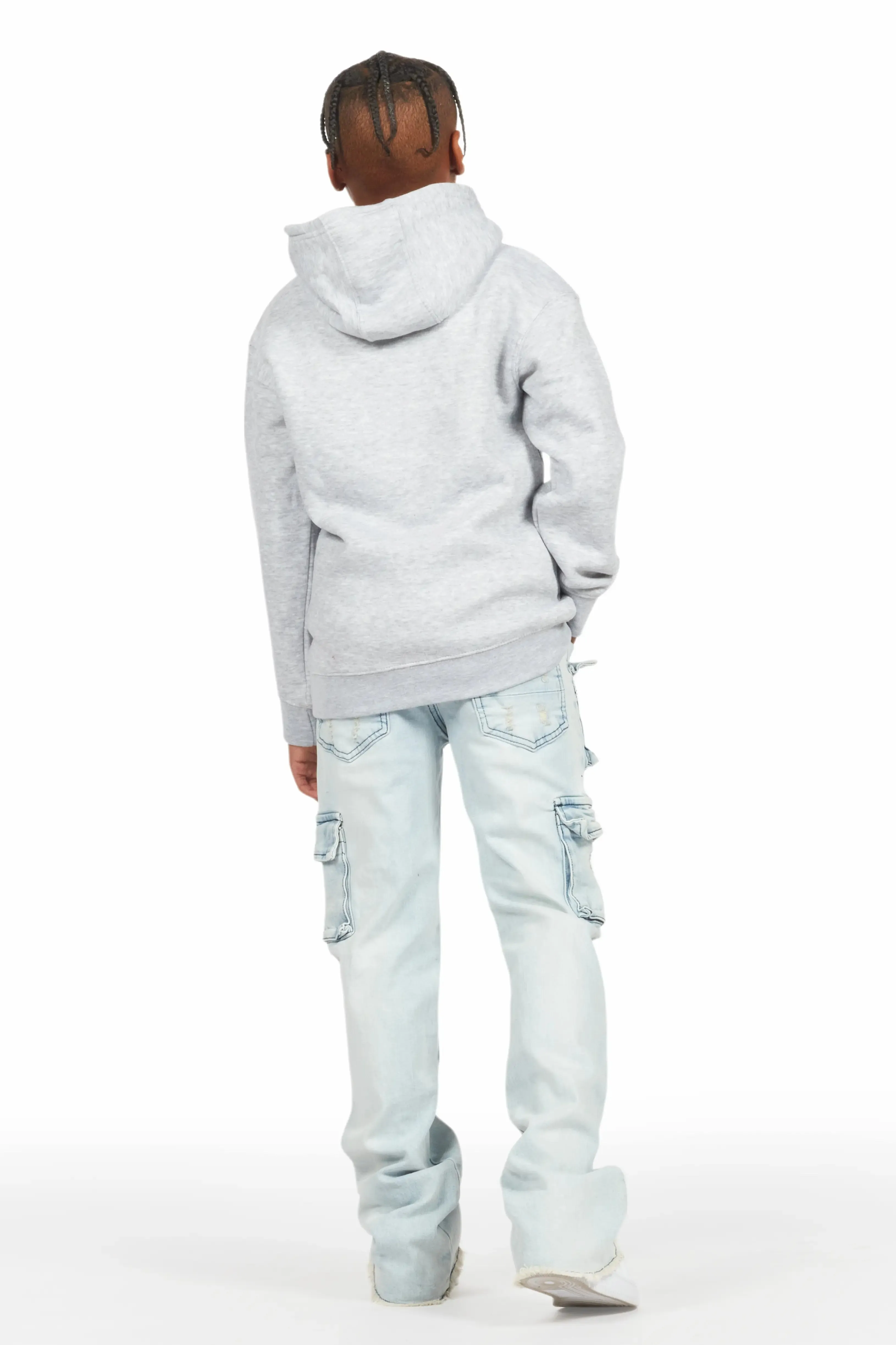 Boys Sterling Blue Fringe Stacked Flared Cargo Jean sold by Rockstar Original product image thumbnail 5