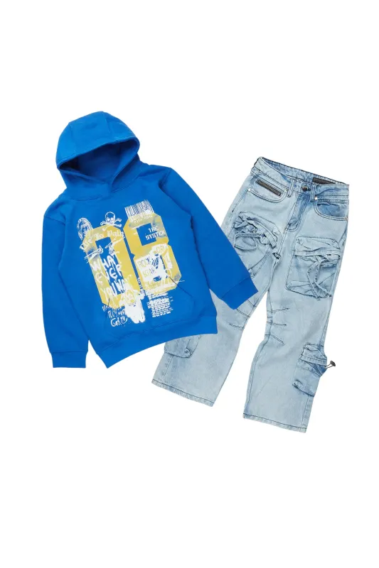 Boys Beau Royal Blue Hoodie/Baggy Fit Jean Set sold by Rockstar Original