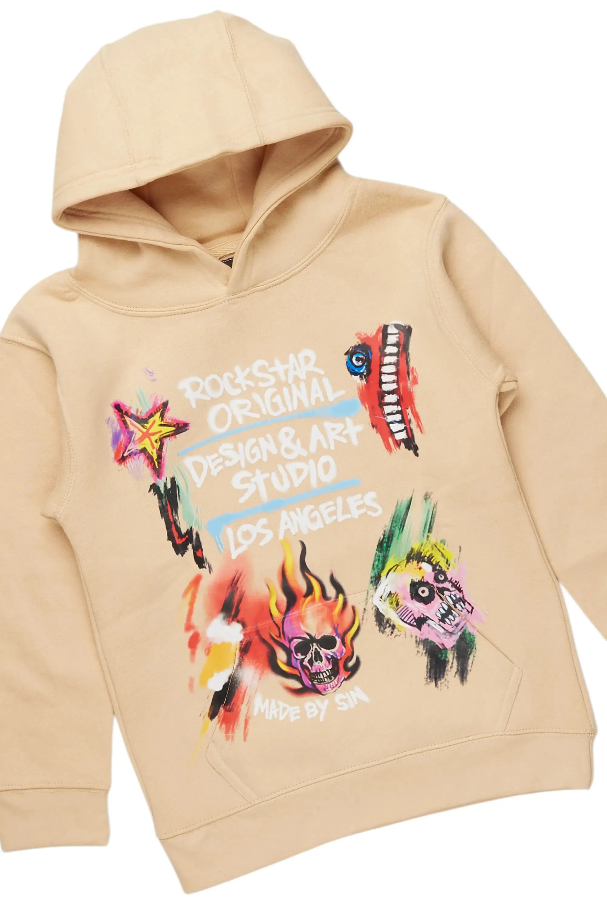 Boys Soweto Beige/Blue Hoodie/Stack Flare Jean Set sold by Rockstar Original product image thumbnail 2