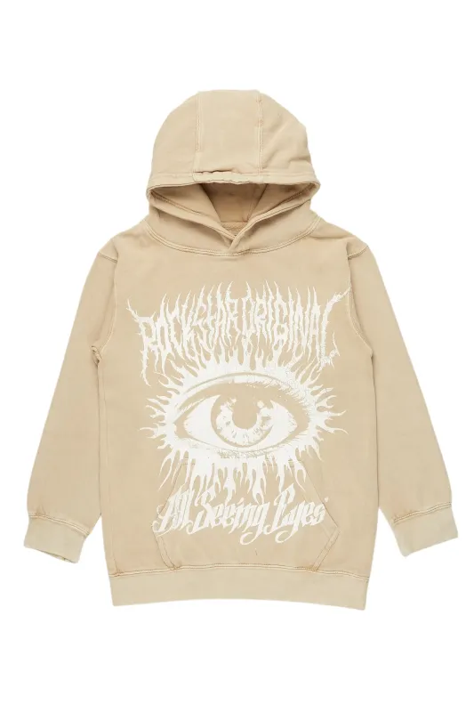 Boys All Eyes Vintage Beige Graphic Hoodie sold by Rockstar Original