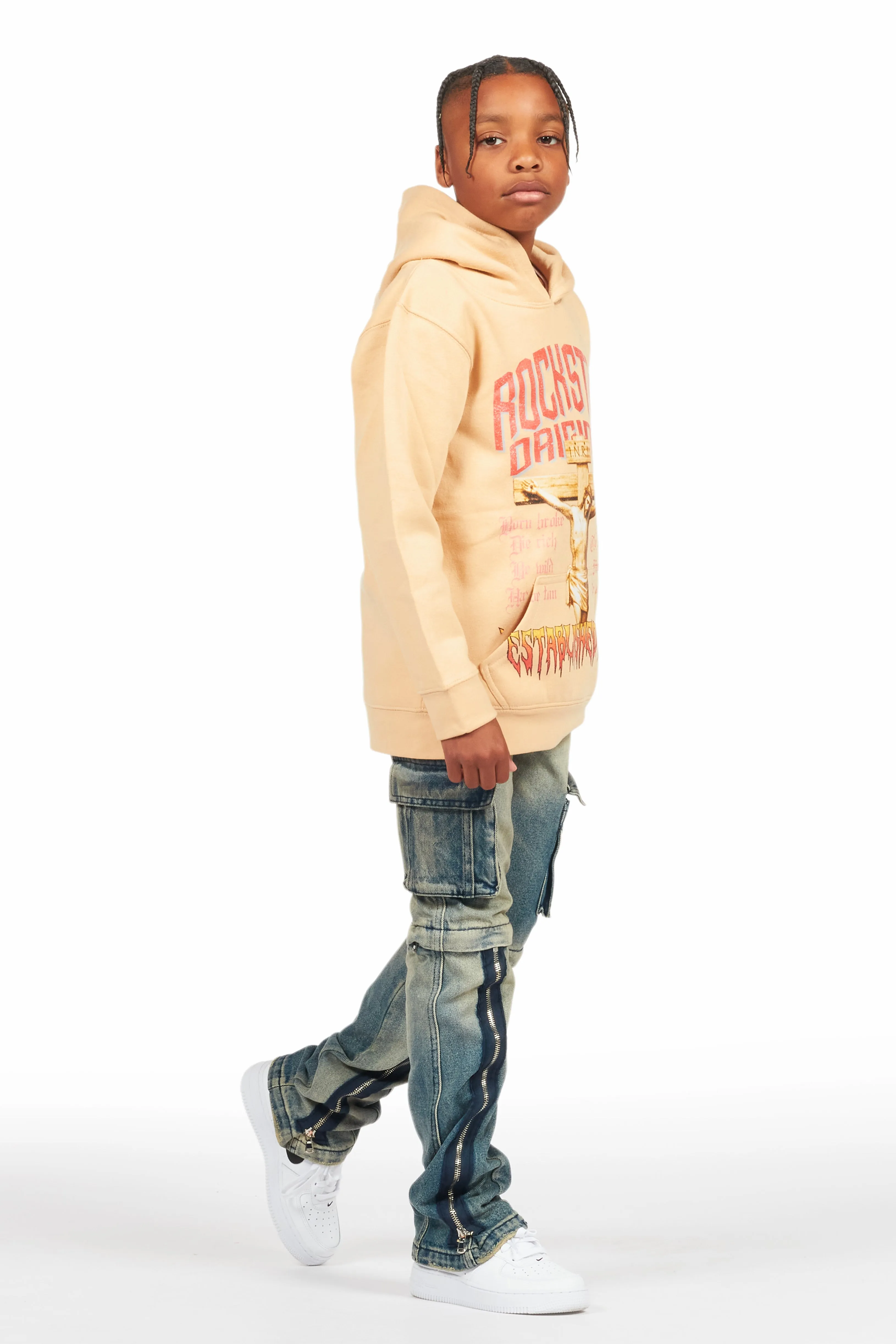 Boys Hayes Beige Hoodie/Stacked Flare Jean Set sold by Rockstar Original product image thumbnail 3