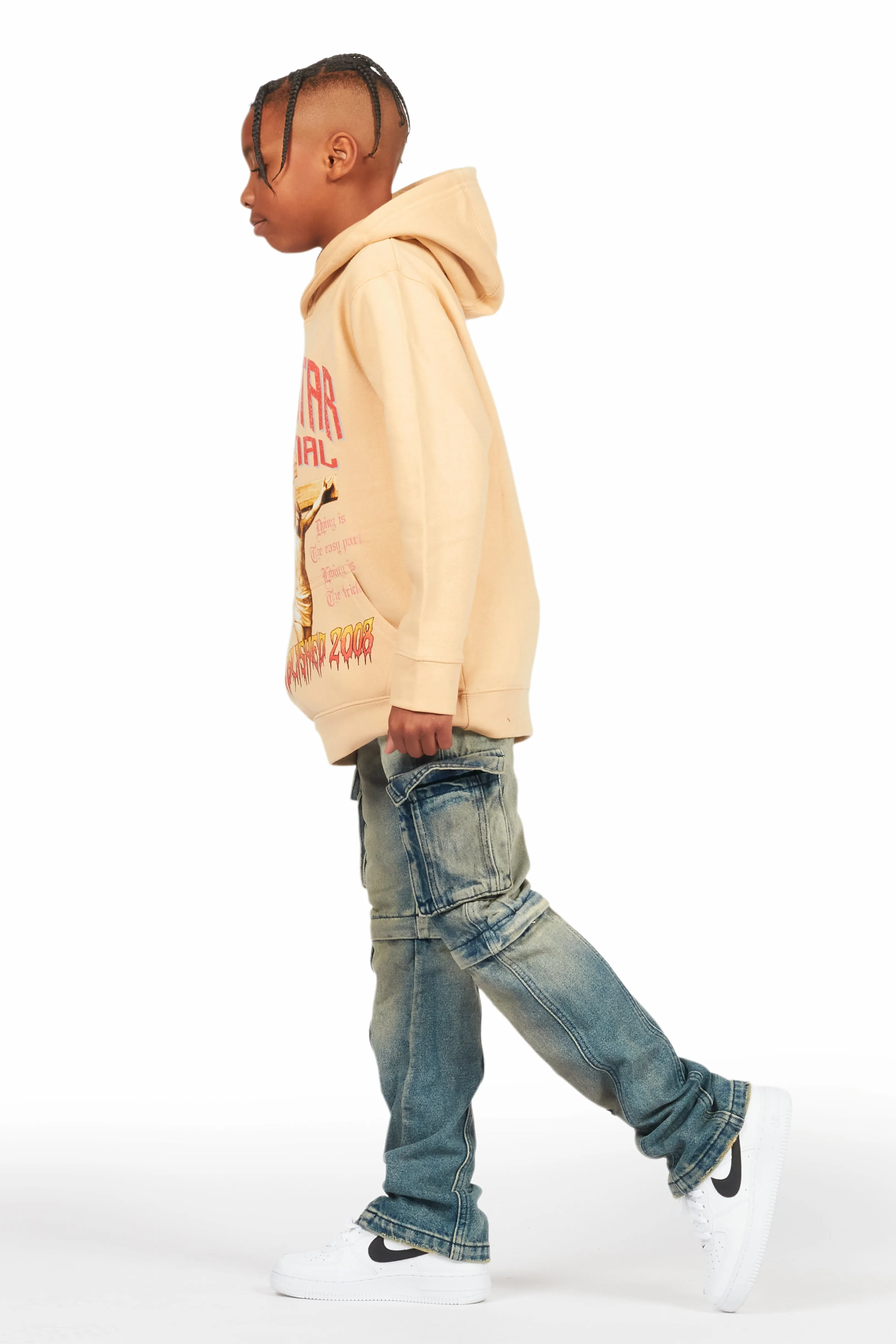 Boys Hayes Beige Hoodie/Stacked Flare Jean Set sold by Rockstar Original product image thumbnail 5