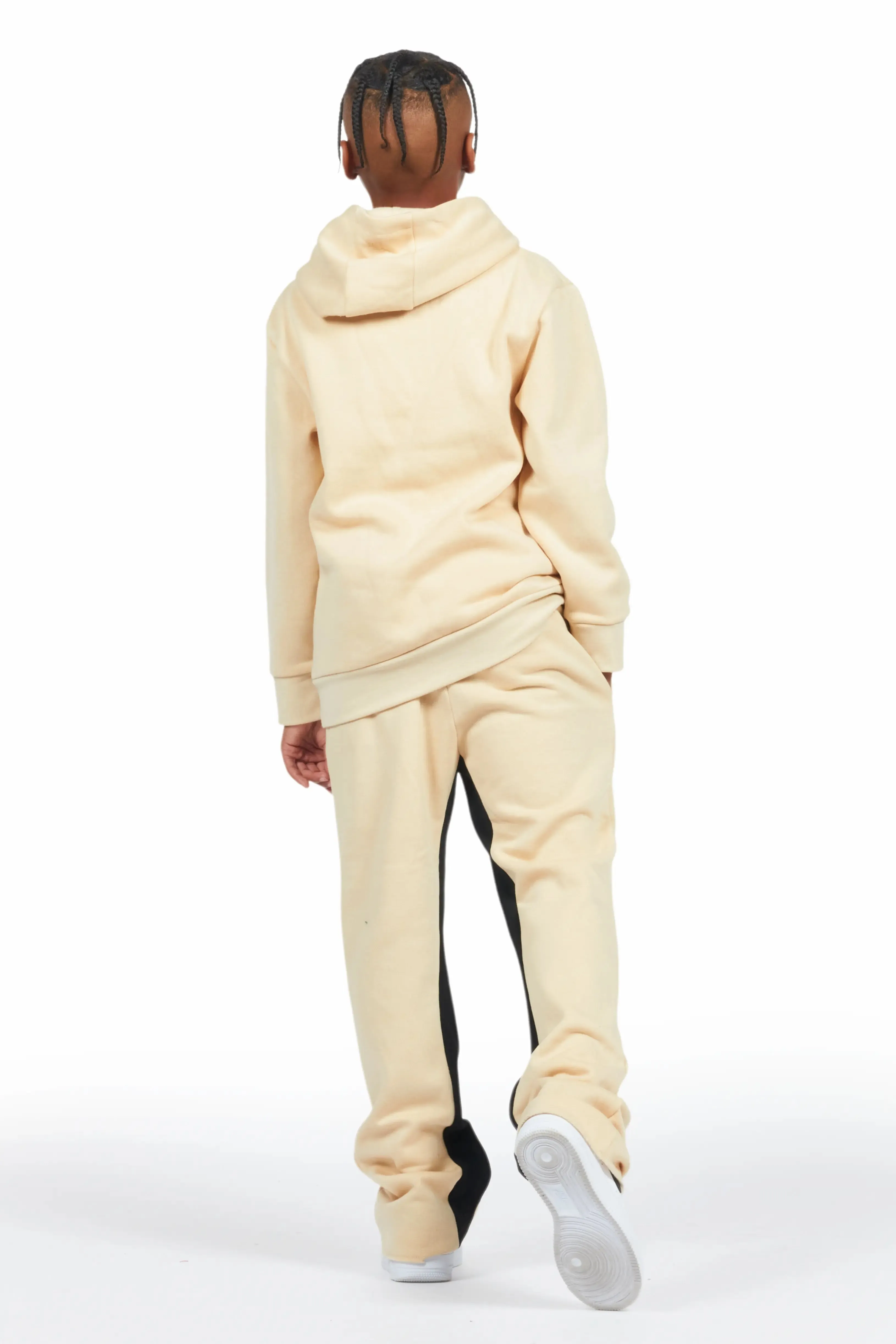 Boys Mallor Beige/White Baggy Stacked Hoodie Track Set sold by Rockstar Original product image thumbnail 4