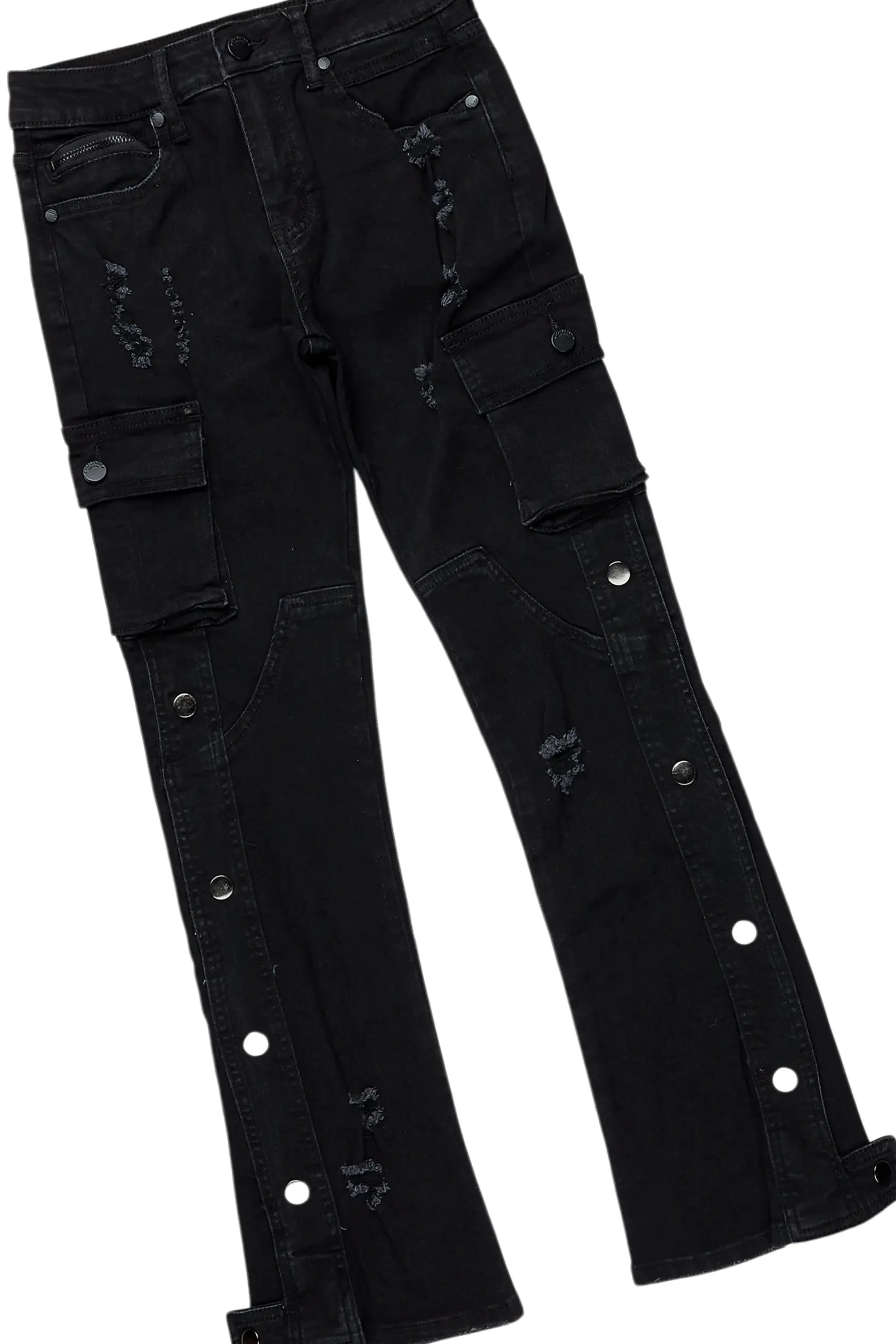 Boys Quito Black Hoodie/Stacked Flare Jean Set sold by Rockstar Original product image thumbnail 3