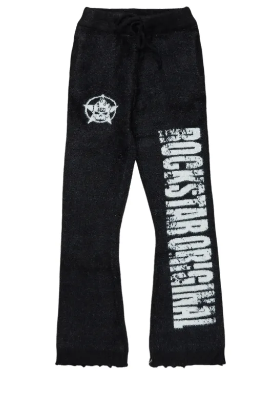 Girls Keve Black Knitted Mohair Flare Sweat Pant sold by Rockstar Original