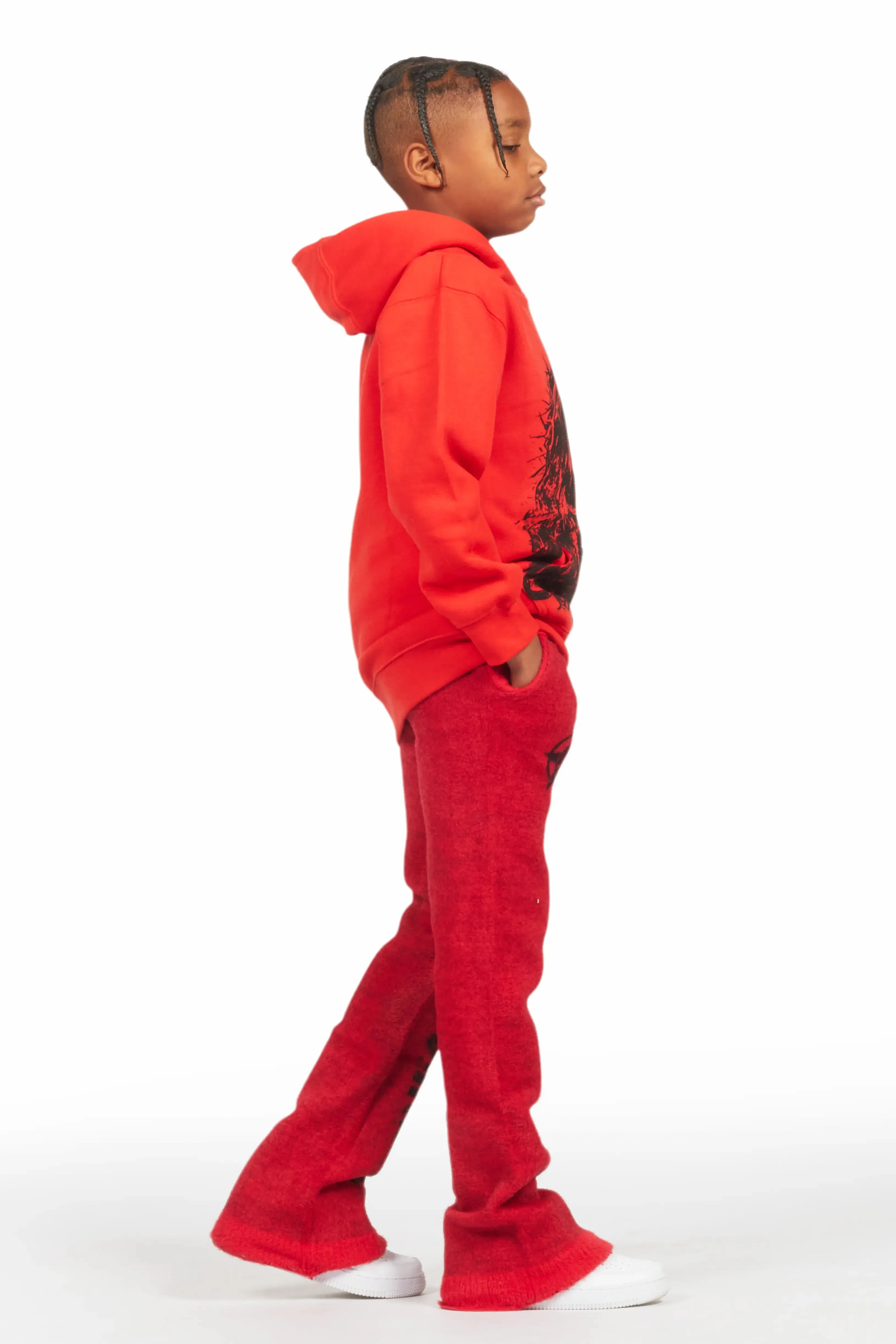Boys Keve Red Knitted Mohair Flare Sweat Pant sold by Rockstar Original product image thumbnail 4