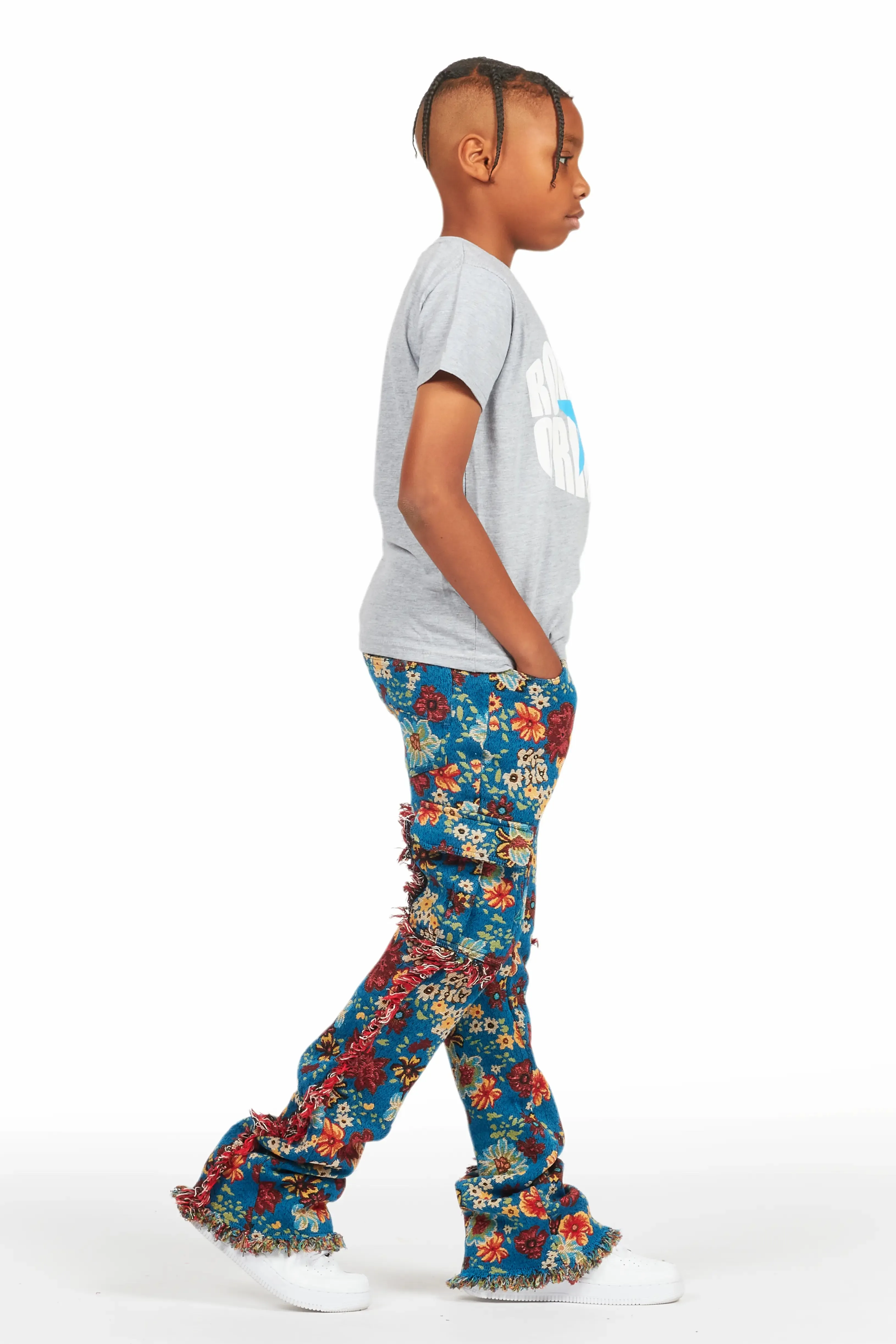Boys Finn Blue Slim Tapestry Flare Pants sold by Rockstar Original product image thumbnail 5