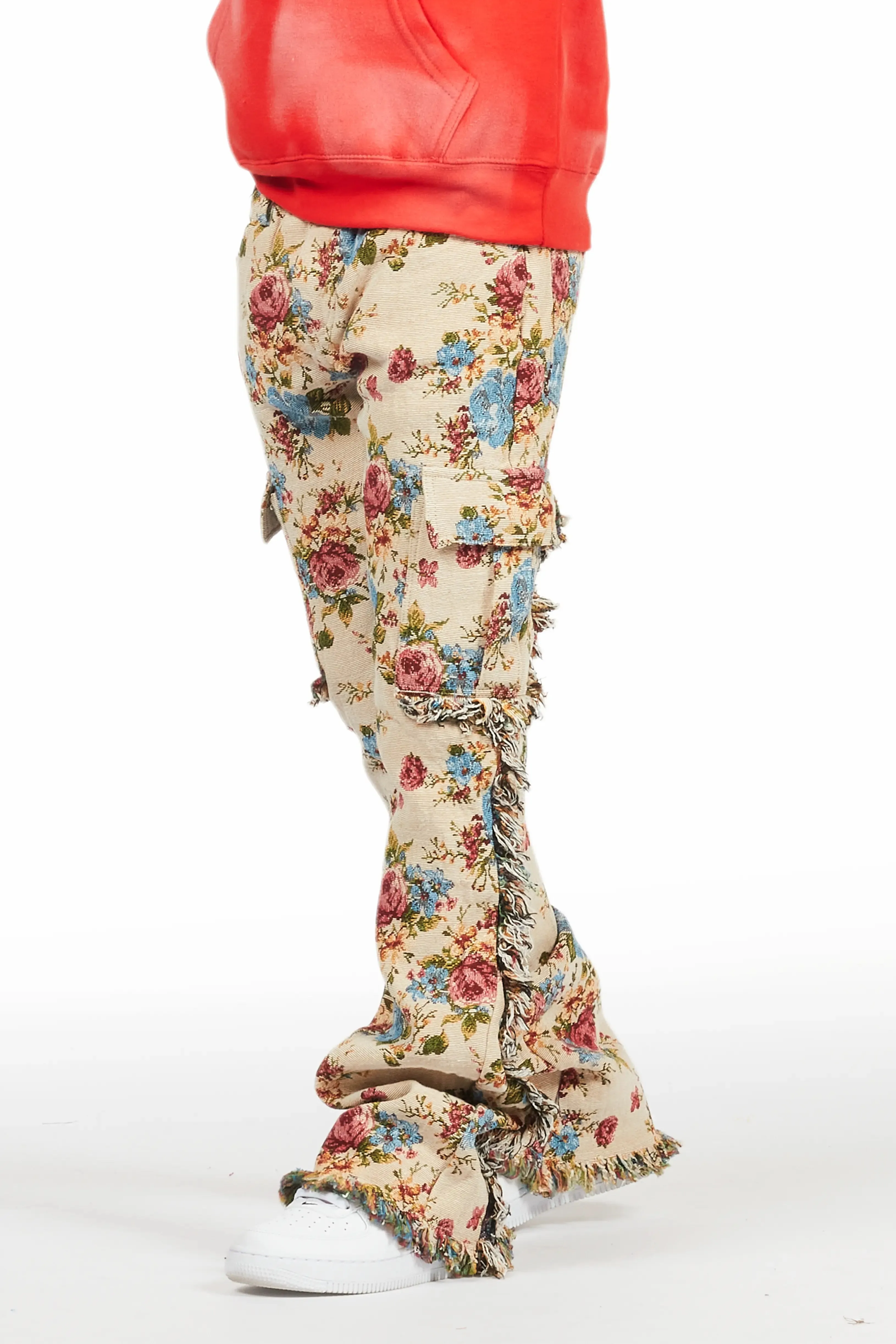 Boys Rhodes Beige/Multi Slim Flare Pants sold by Rockstar Original