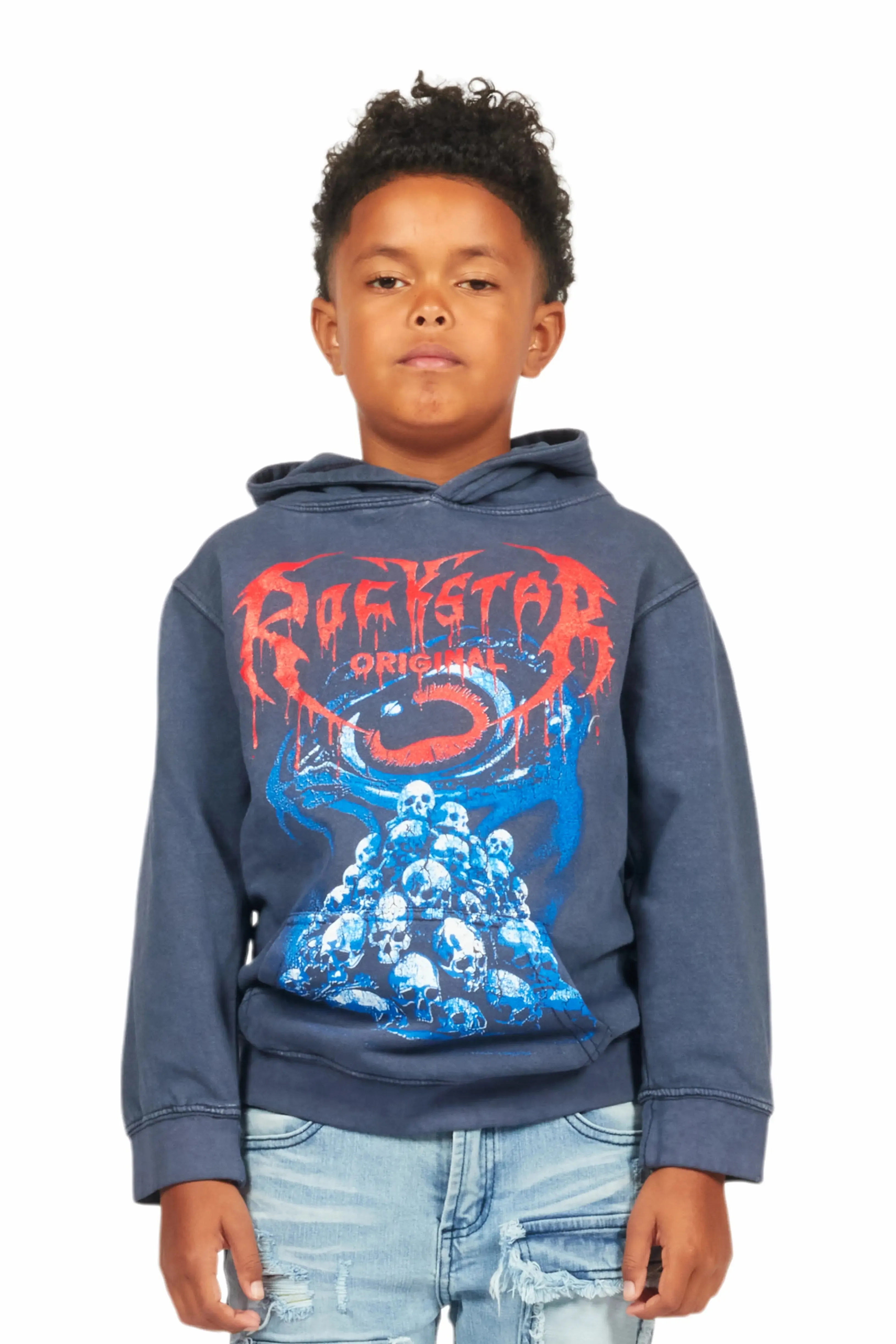 Boys Vicious Vintage Navy Graphic Hoodie sold by Rockstar Original product image thumbnail 2