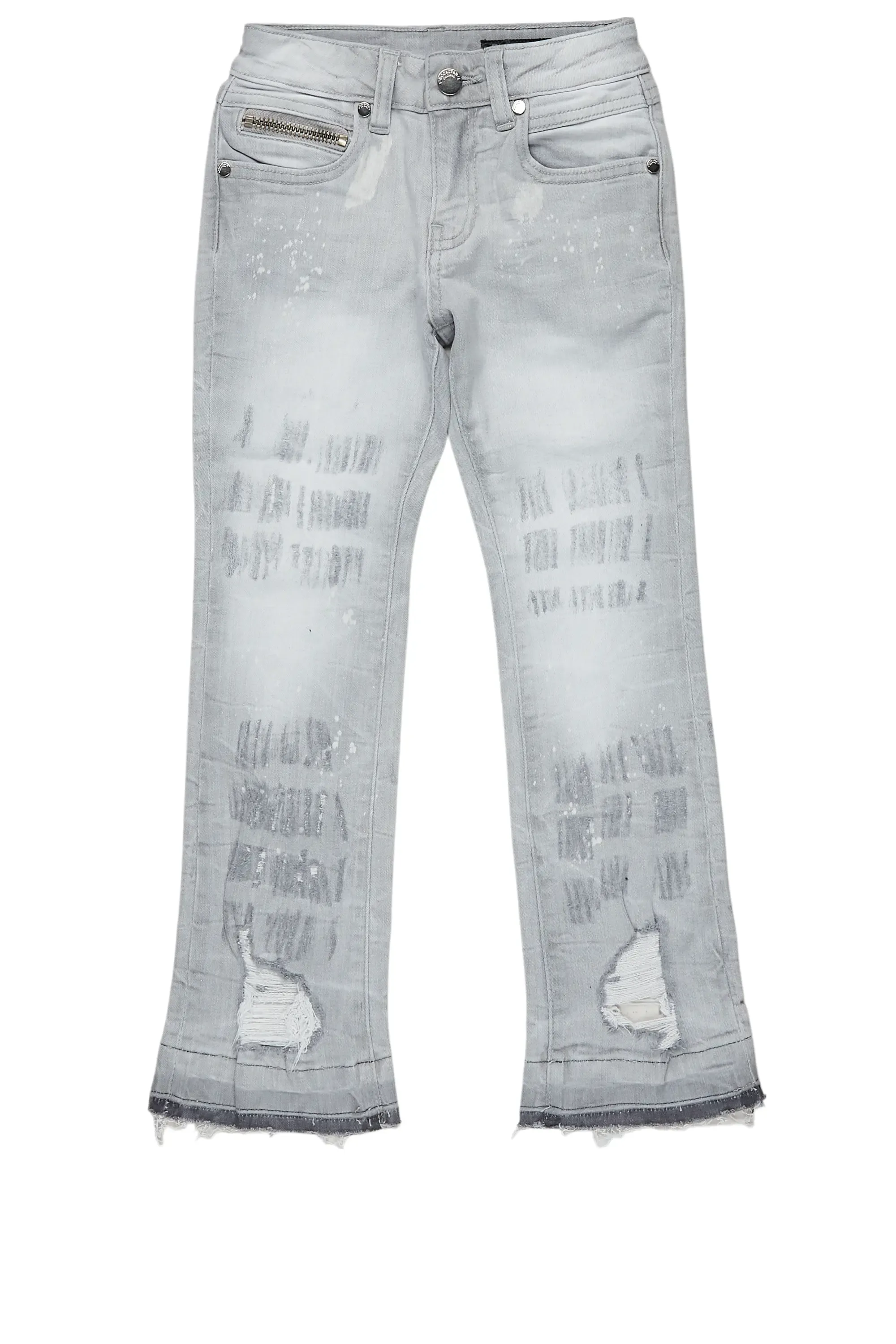 Boys Molter Light Grey Stacked Flare Jean sold by Rockstar Original
