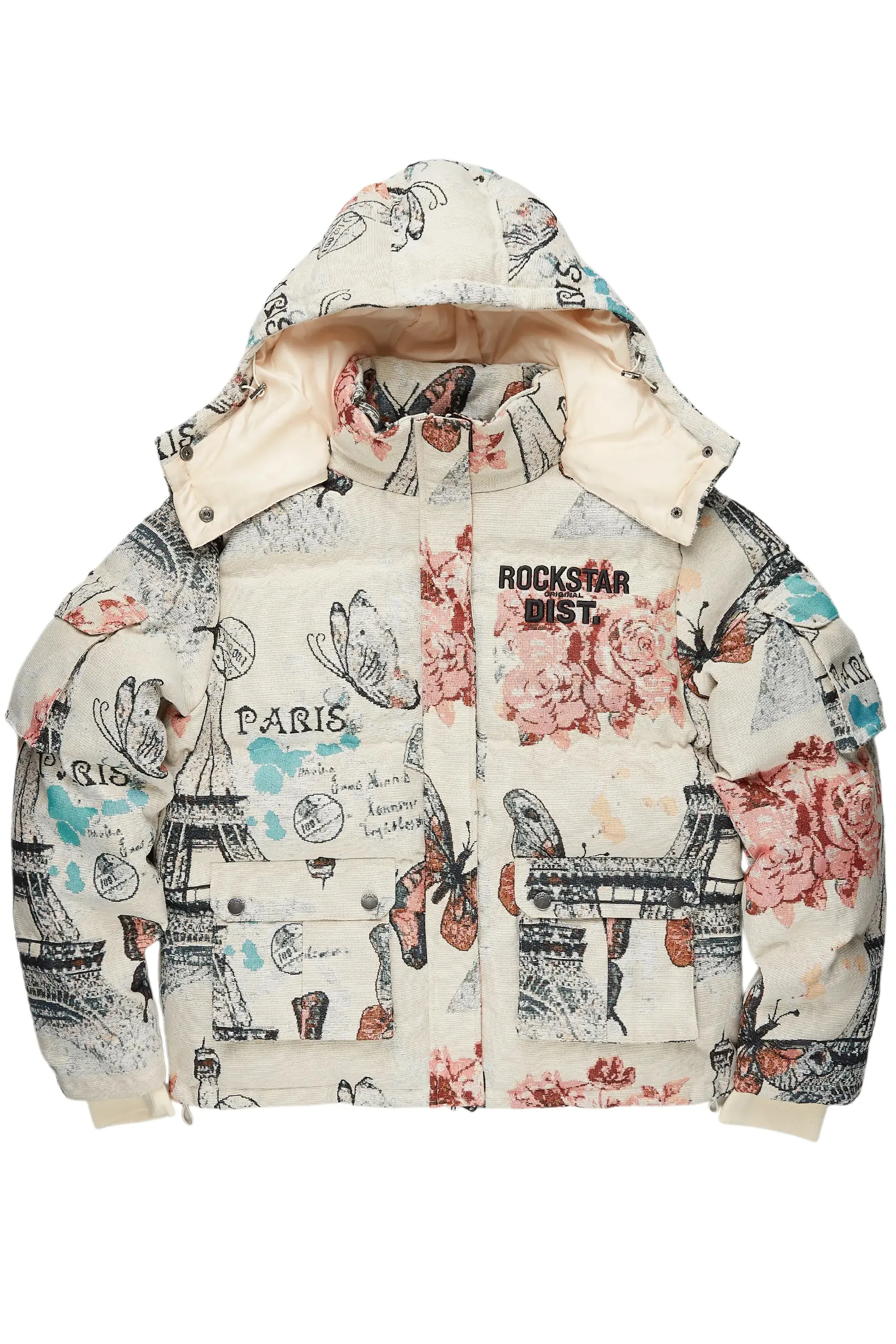 Boys Lamont Beige Tapestry Puffer Jacket sold by Rockstar Original