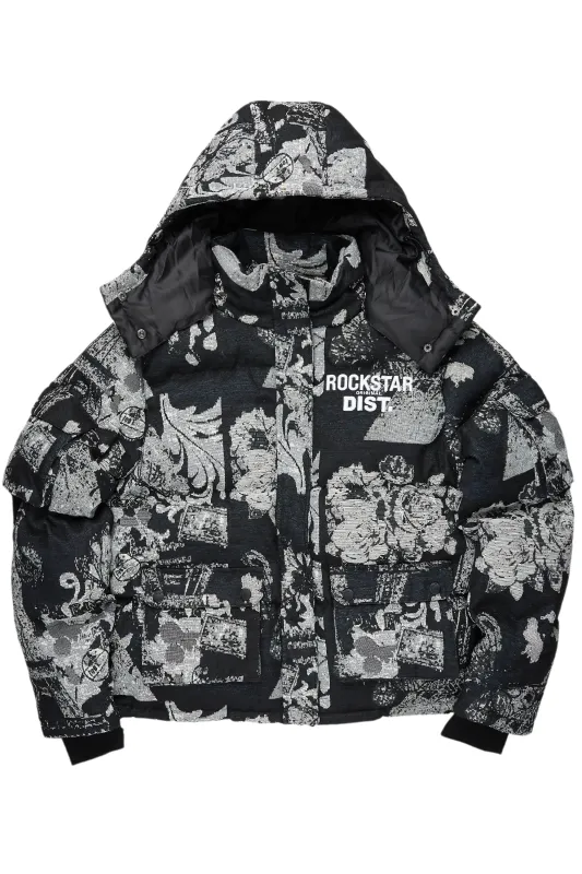 Boys Lamont Black Tapestry Puffer Jacket sold by Rockstar Original