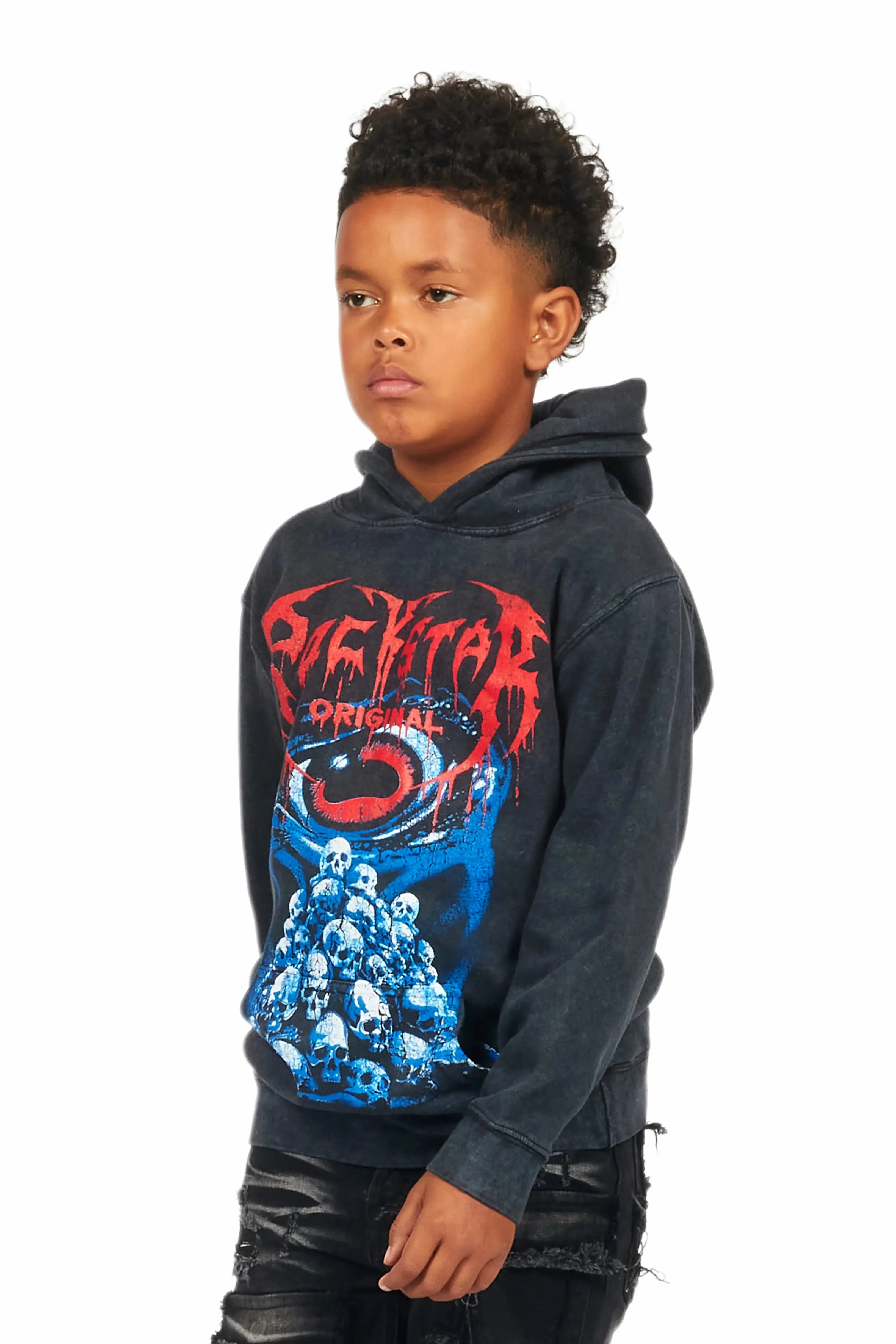 Boys Vicious Vintage Black Graphic Hoodie sold by Rockstar Original product image thumbnail 3