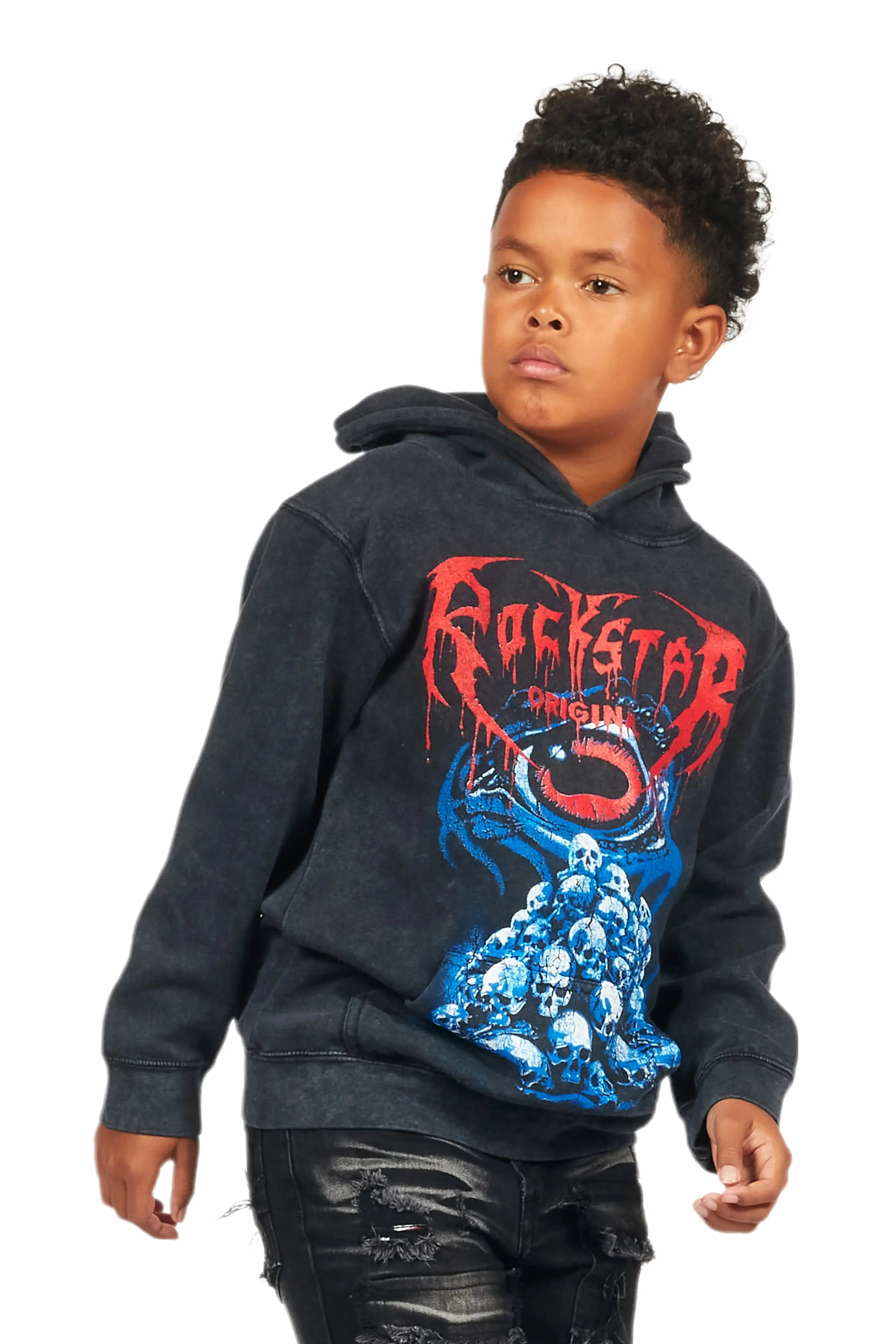 Boys Vicious Vintage Black Graphic Hoodie sold by Rockstar Original product image thumbnail 5