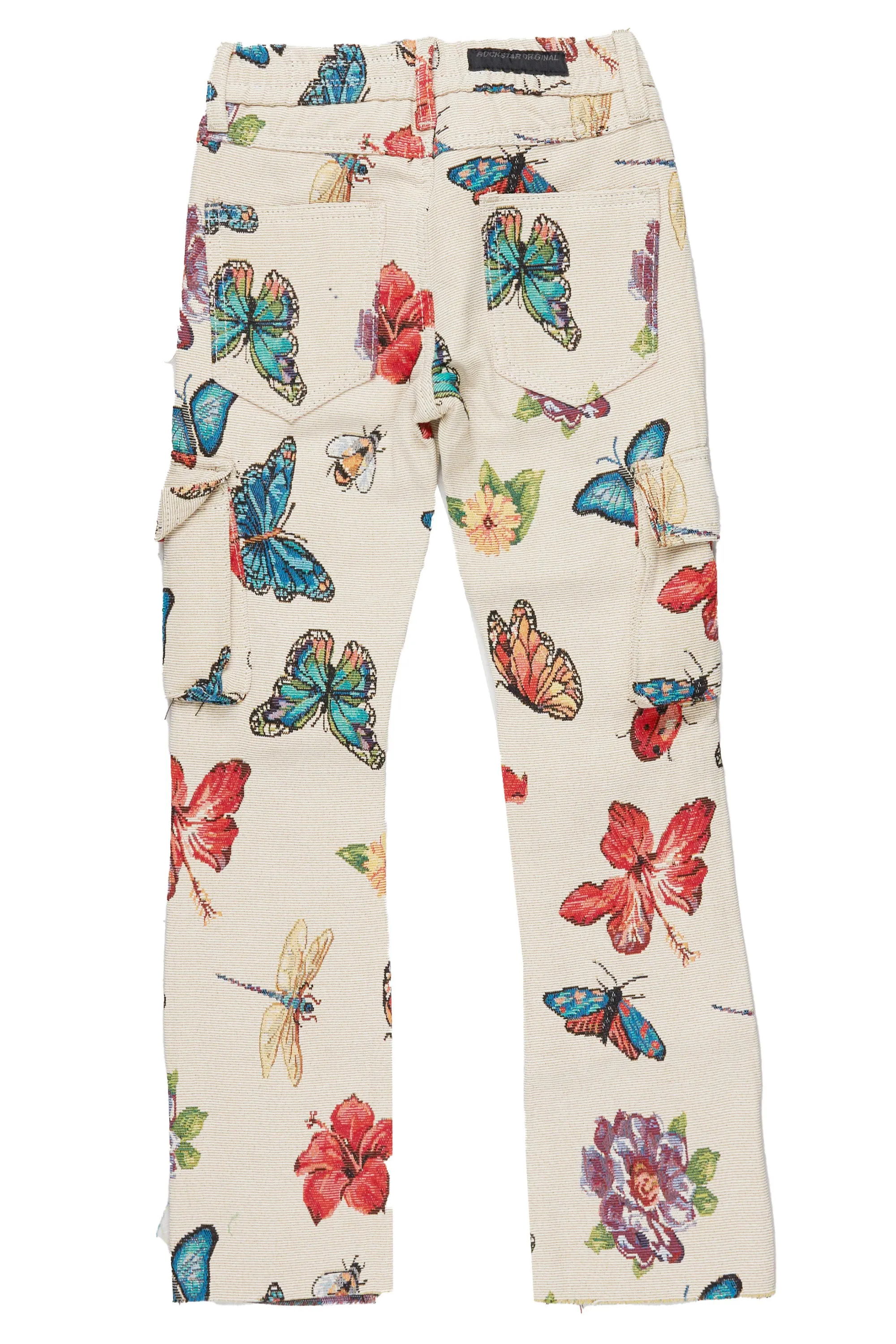 Girls Alora Beige Multi Tapestry Stacked Flare Jean sold by Rockstar Original product image thumbnail 3