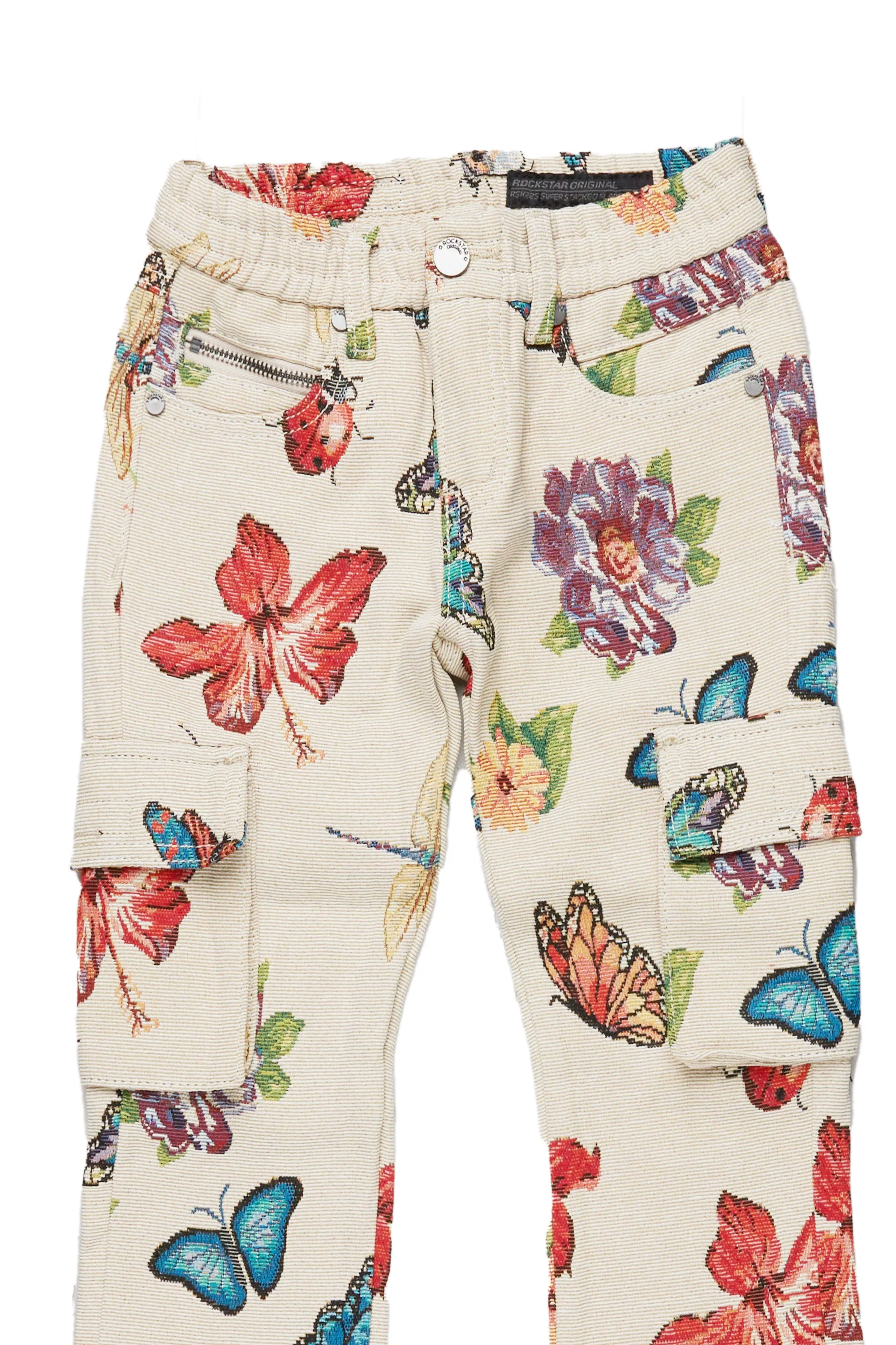 Girls Alora Beige Multi Tapestry Stacked Flare Jean sold by Rockstar Original product image thumbnail 2