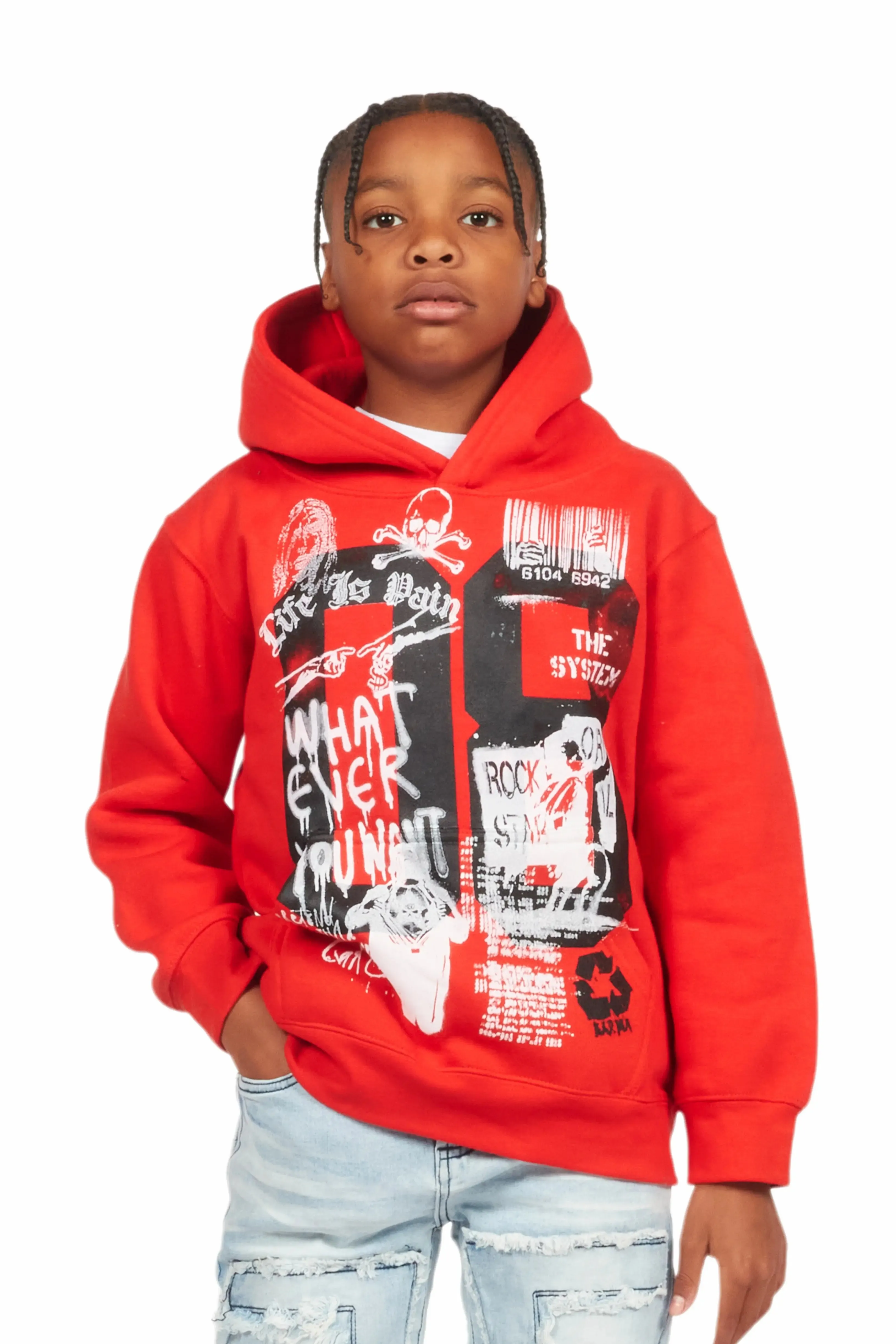 Boys Beau Red Graphic Hoodie sold by Rockstar Original product image thumbnail 2
