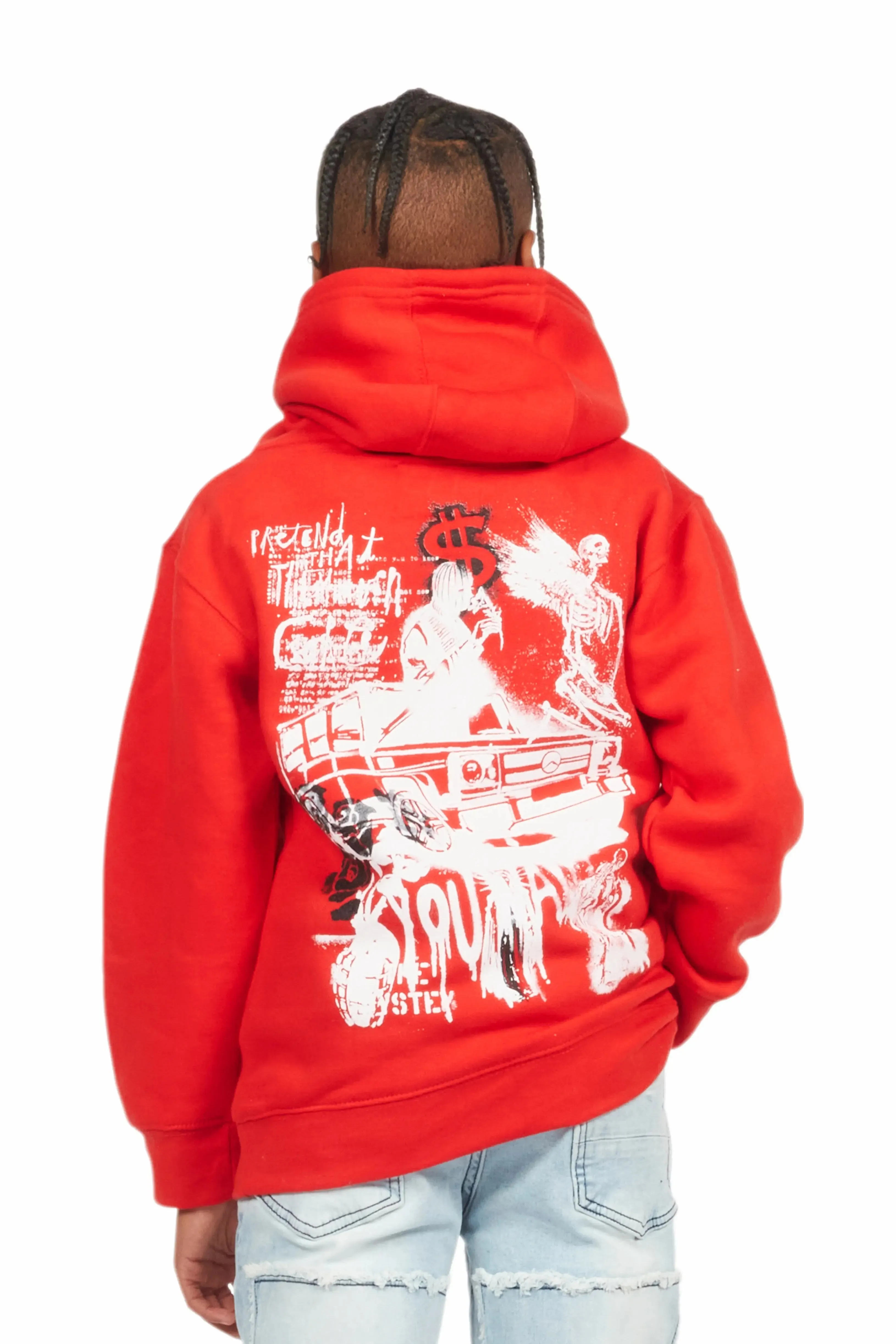 Boys Beau Red Graphic Hoodie sold by Rockstar Original product image thumbnail 4