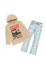 Boys Omer Vintage Beige/Blue Hoodie/Stacked Flare Jean Set sold by Rockstar Original