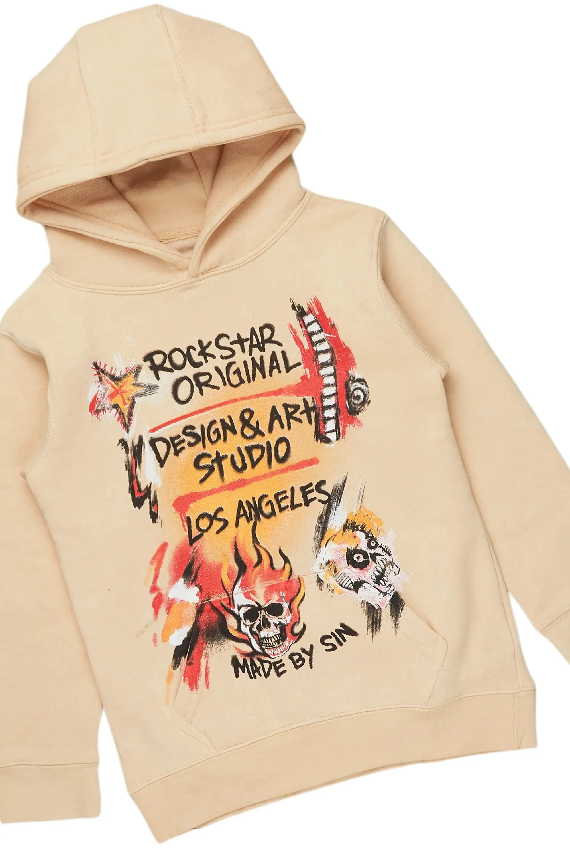 Boys Soweto Vintage Beige Hoodie/Stacked Flare Jean Set sold by Rockstar Original product image thumbnail 2