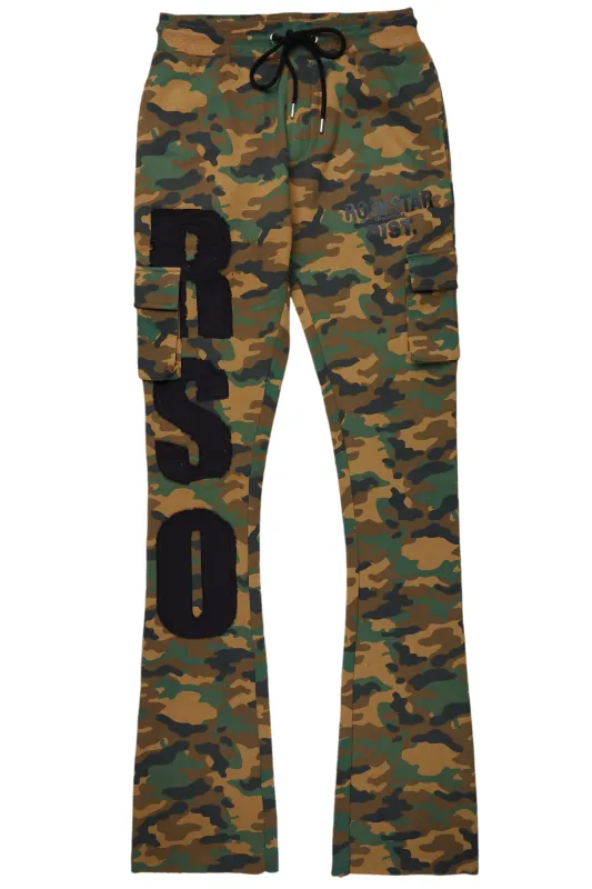 Boys Admir Faded Camo Stacked Flare Pant sold by Rockstar Original