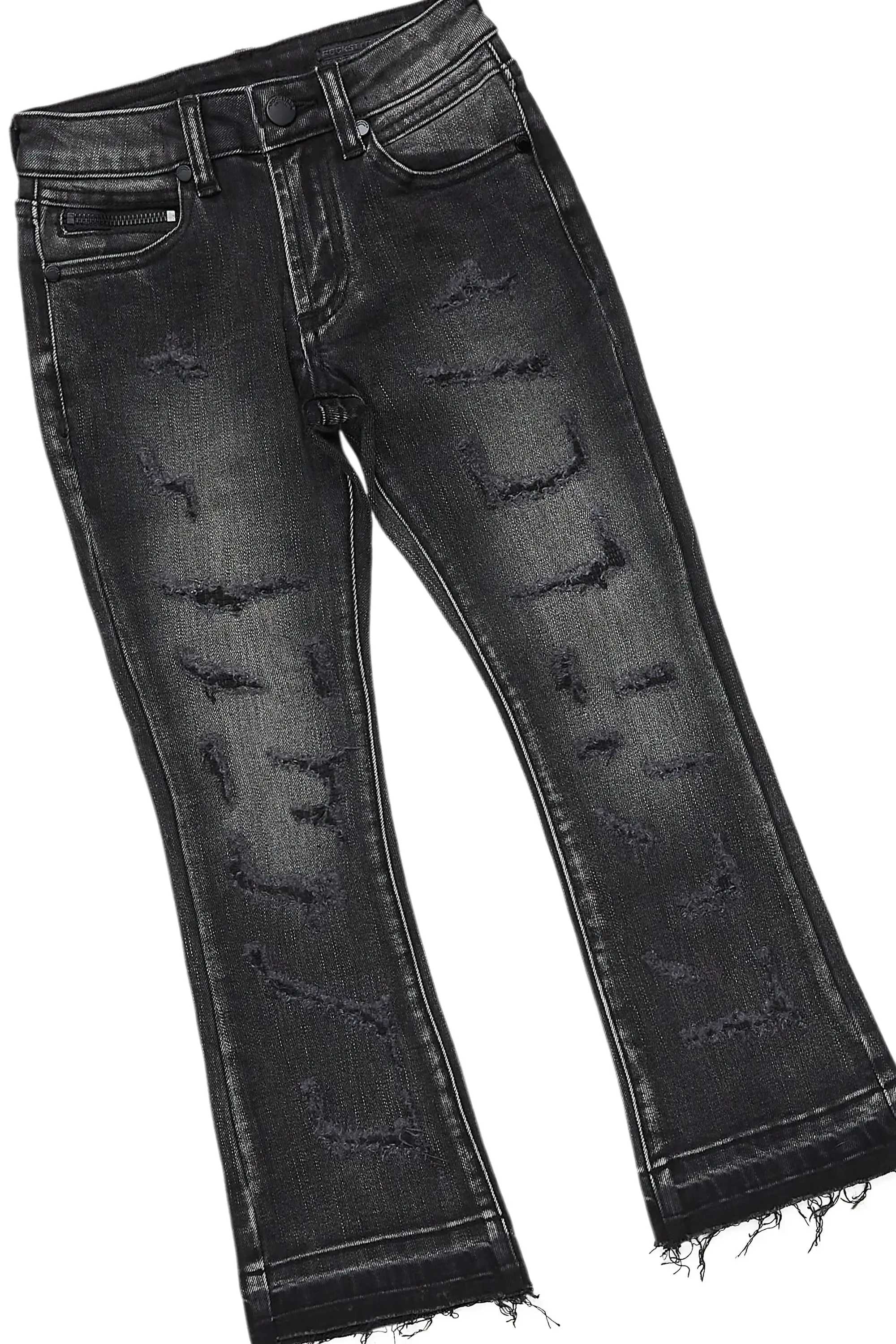 Boys Dunebu Black Hoodie/Stacked Flare Jean Set sold by Rockstar Original product image thumbnail 3