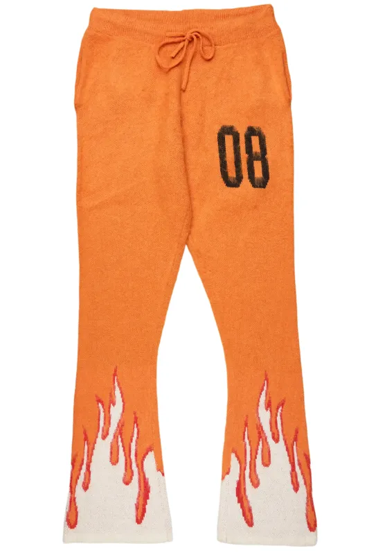 Boys Holger Orange/Cream Graphic Stacked Flare Mohair Track Pant sold by Rockstar Original