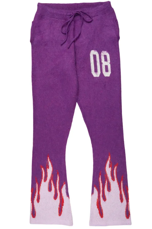 Boys Holger Purple/Pink Graphic Stacked Flare Mohair Track Pant sold by Rockstar Original