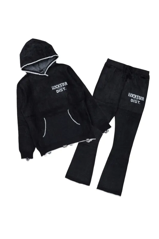 Boys Lake Black Stacked Flare Knit Track Set sold by Rockstar Original