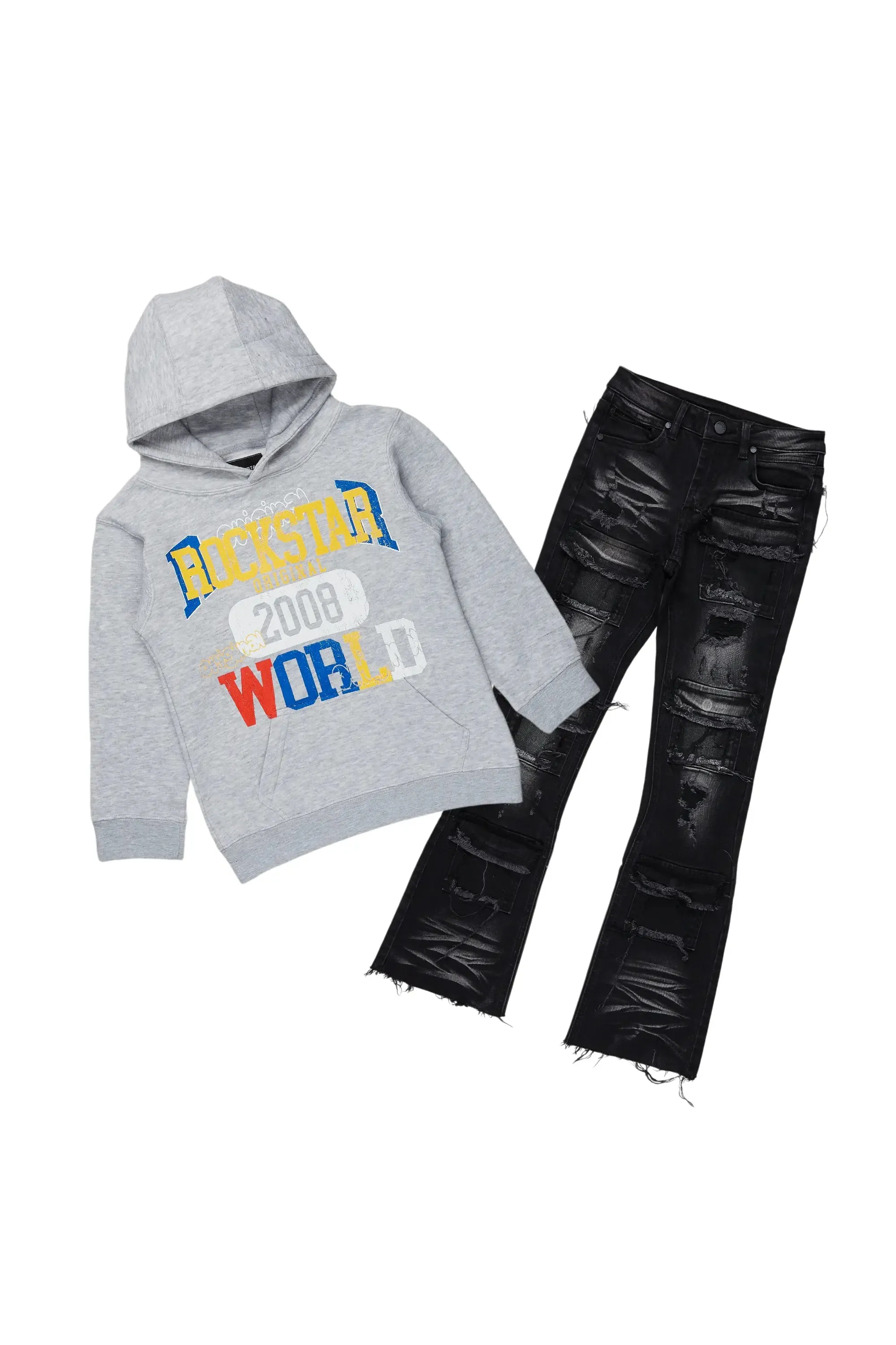 Boys Daria Grey Hoodie/Stacked Flare Jean Set sold by Rockstar Original