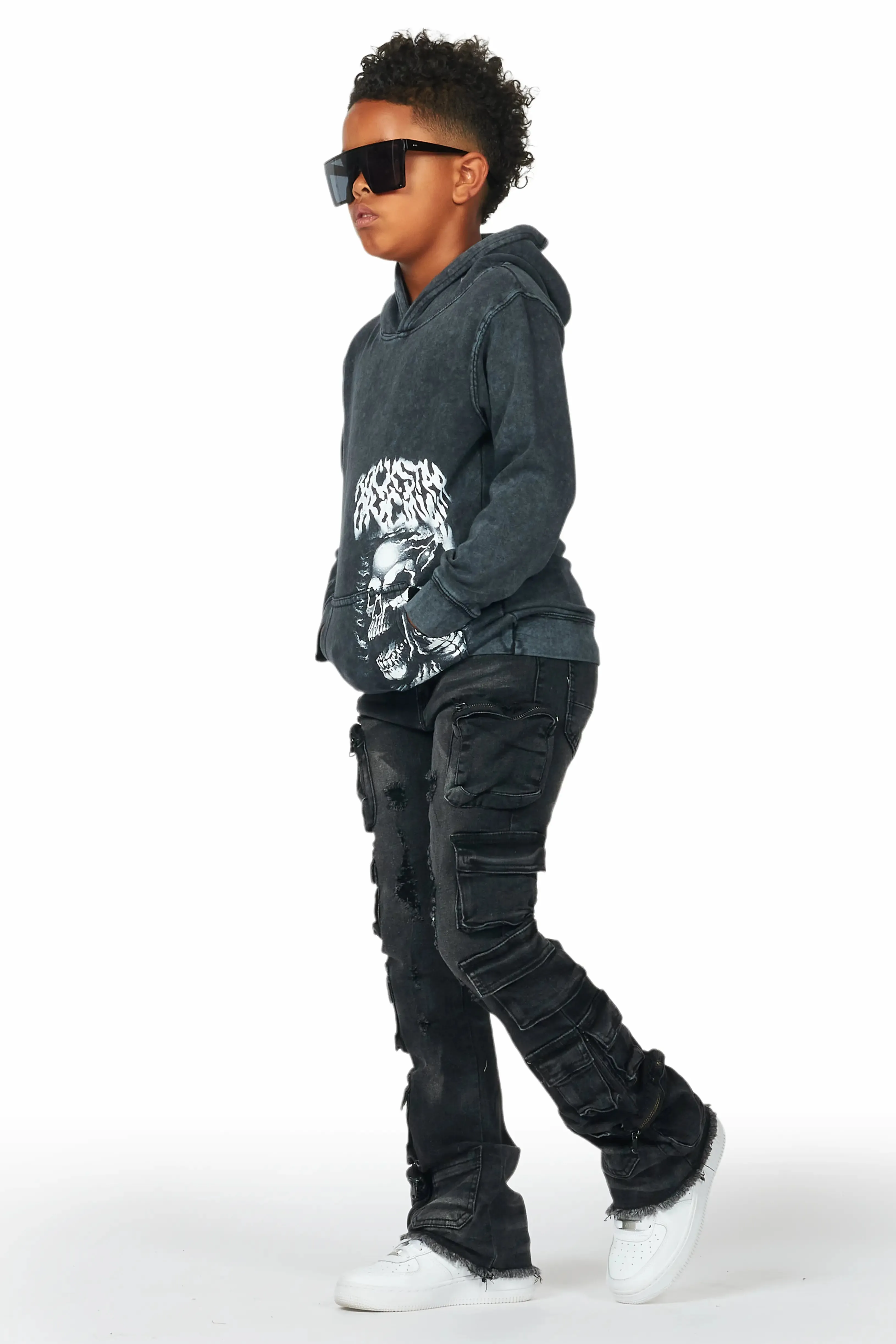 Boys Root Vintage Black Hoodie/Cargo Stack Flare Jean Set sold by Rockstar Original product image thumbnail 5