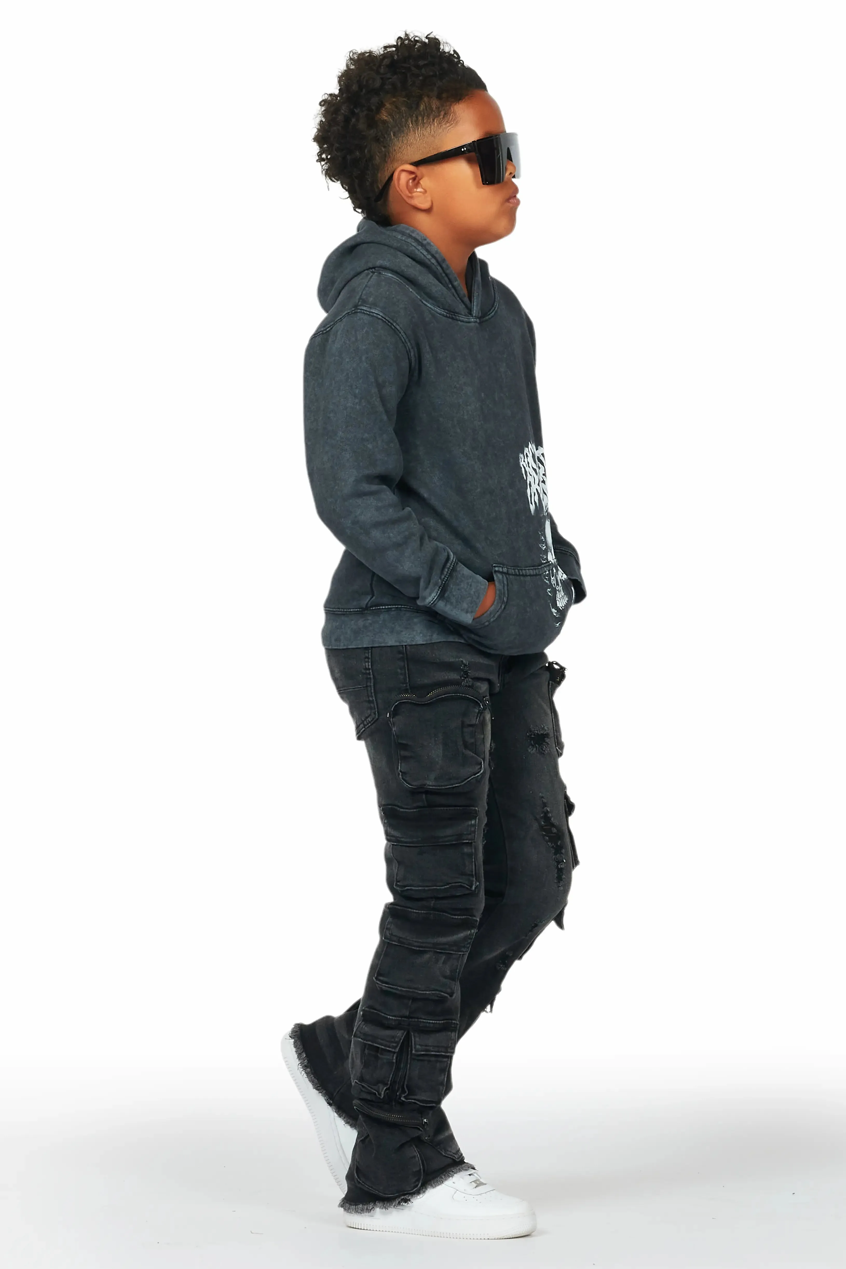 Boys Root Vintage Black Hoodie/Cargo Stack Flare Jean Set sold by Rockstar Original product image thumbnail 3