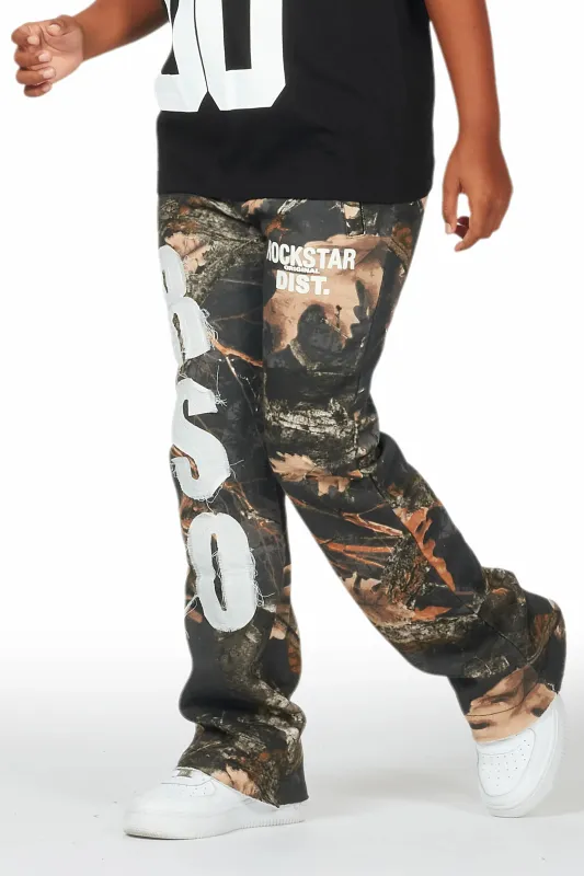 Boys Bansi Black Tree Camo Stacked Trackpant sold by Rockstar Original