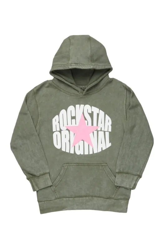 Girls Mia Vintage Green Graphic Hoodie sold by Rockstar Original