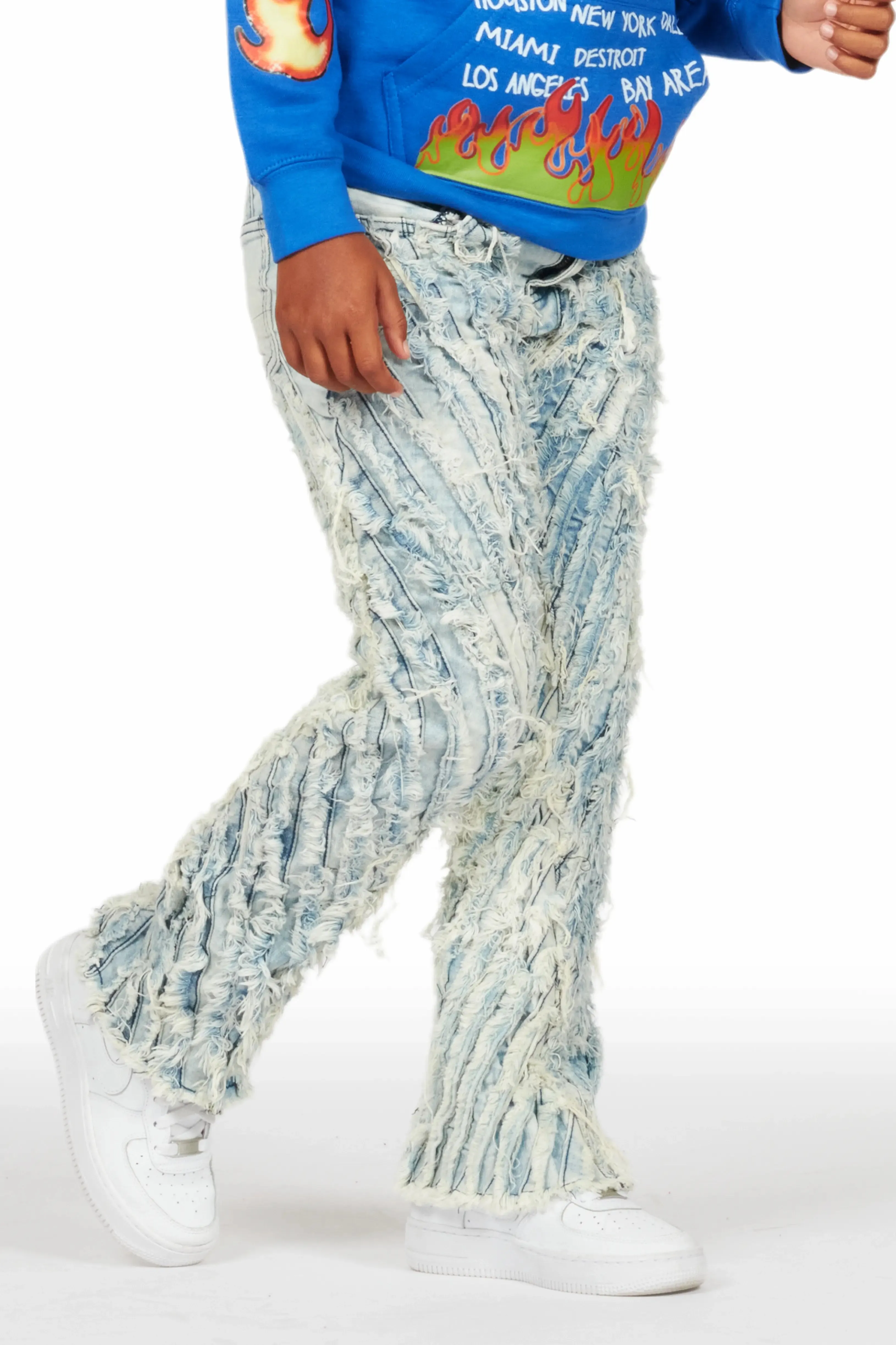 Boys Figg Light Blue Stacked Flare Jean sold by Rockstar Original