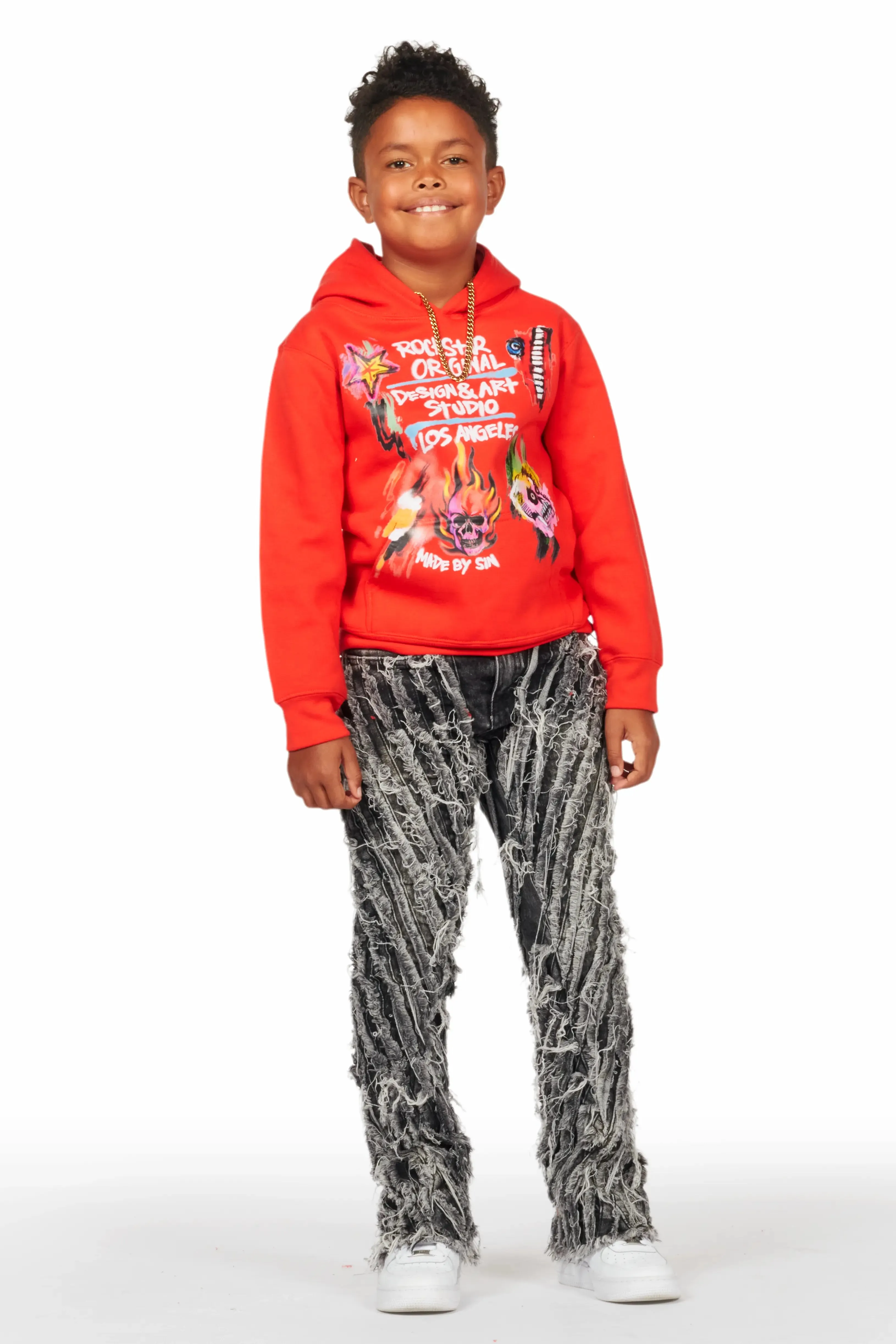 Boys Figg Dark Grey Stacked Flare Jean sold by Rockstar Original product image thumbnail 3