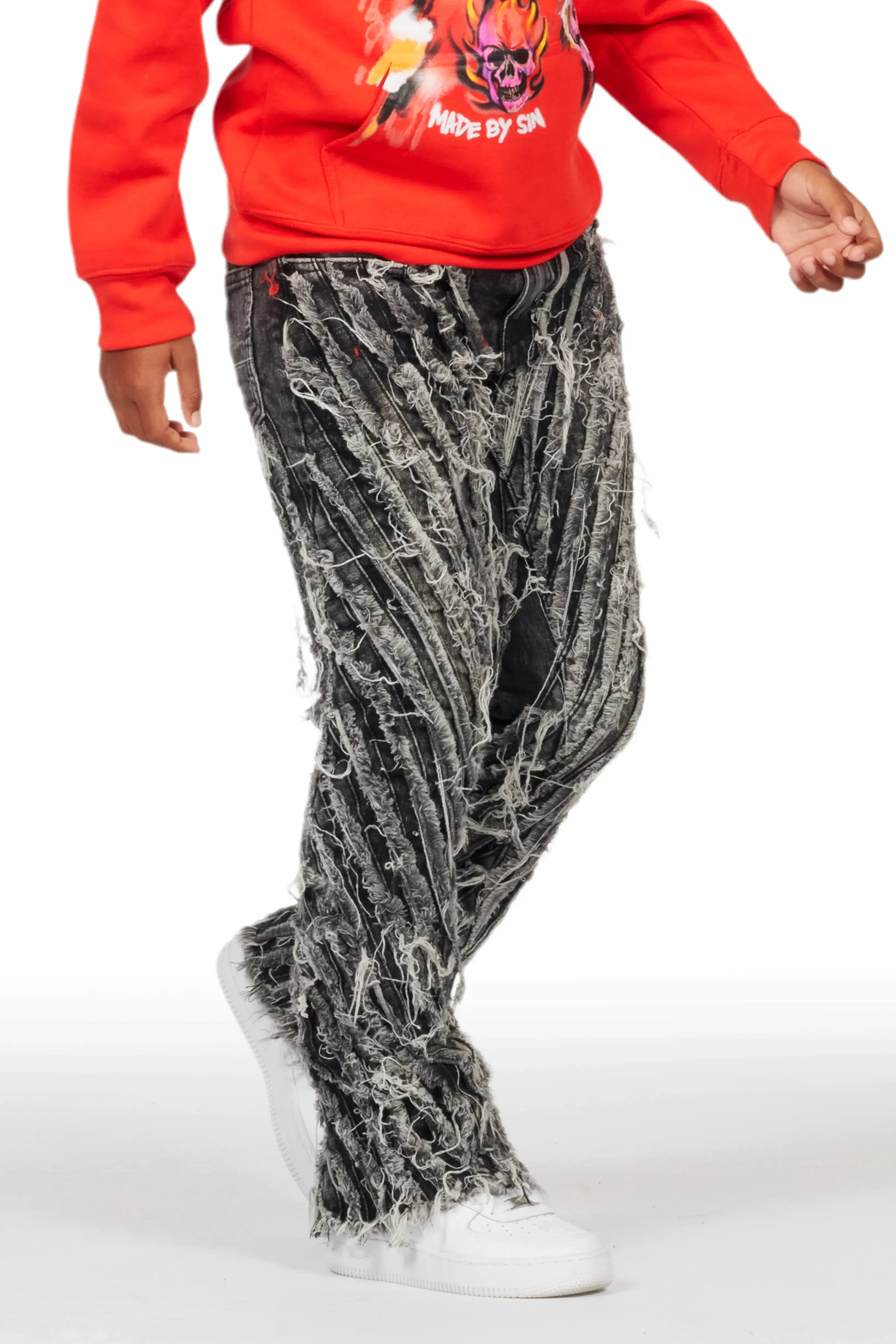Boys Figg Dark Grey Stacked Flare Jean sold by Rockstar Original