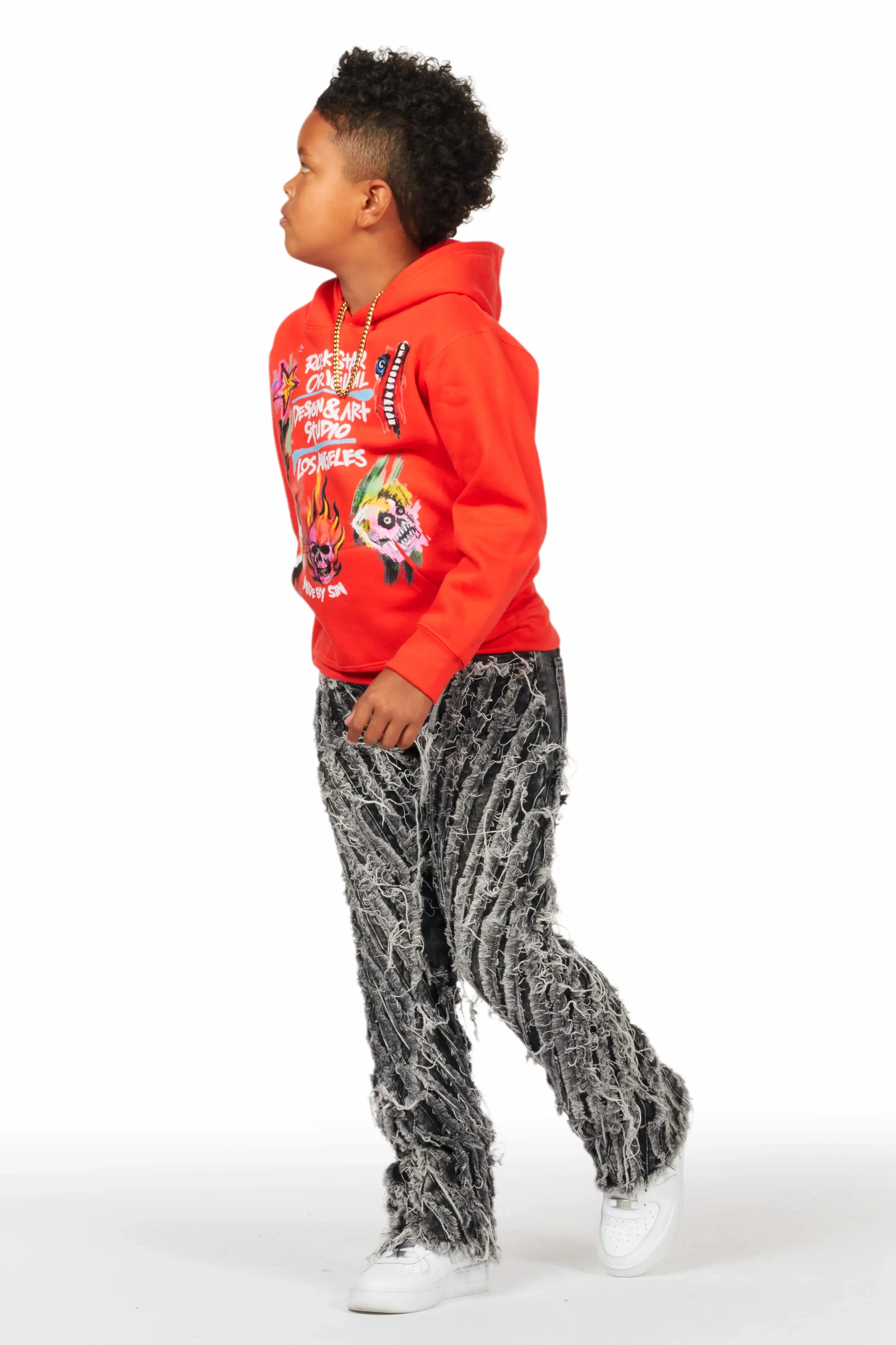 Boys Figg Dark Grey Stacked Flare Jean sold by Rockstar Original product image thumbnail 4
