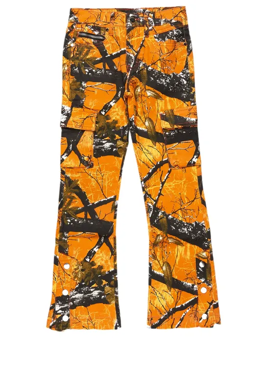 Girls Waapa Orange Tree Camo Stacked Flare Cargo Jean sold by Rockstar Original