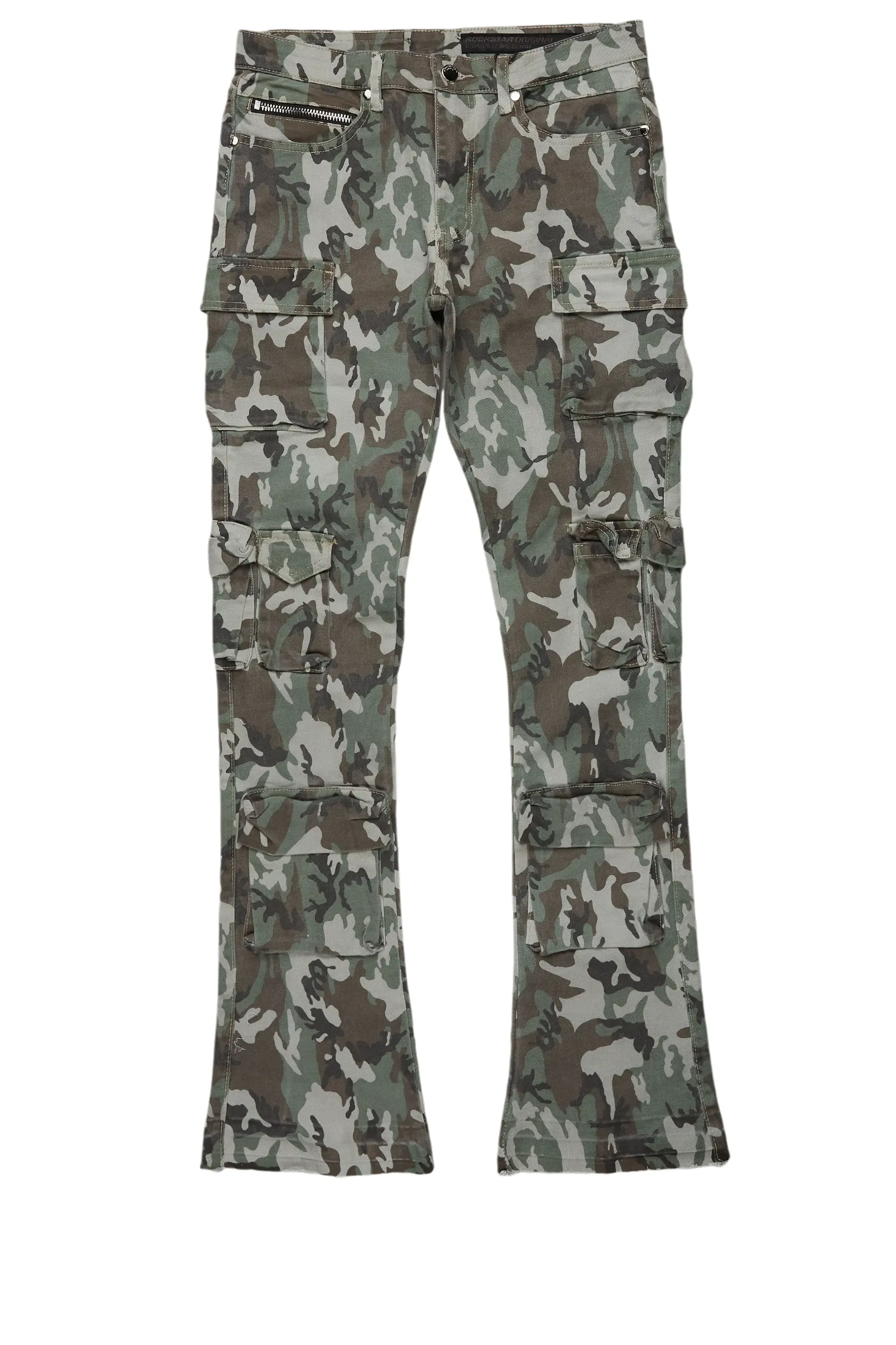 Boys Yves Green Camo Stacked Flare Cargo Jean sold by Rockstar Original product image thumbnail 2