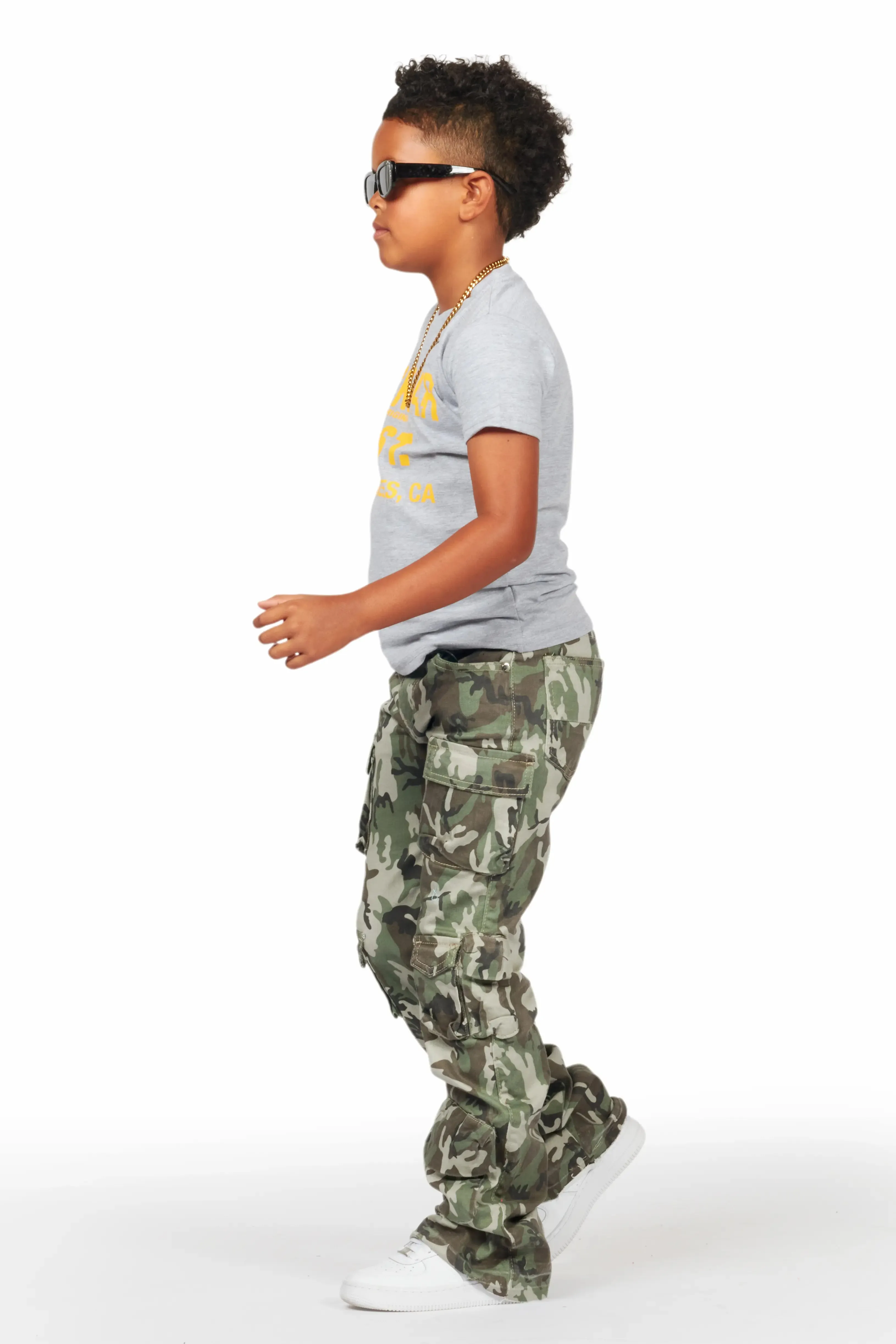 Boys Yves Green Camo Stacked Flare Cargo Jean sold by Rockstar Original product image thumbnail 4