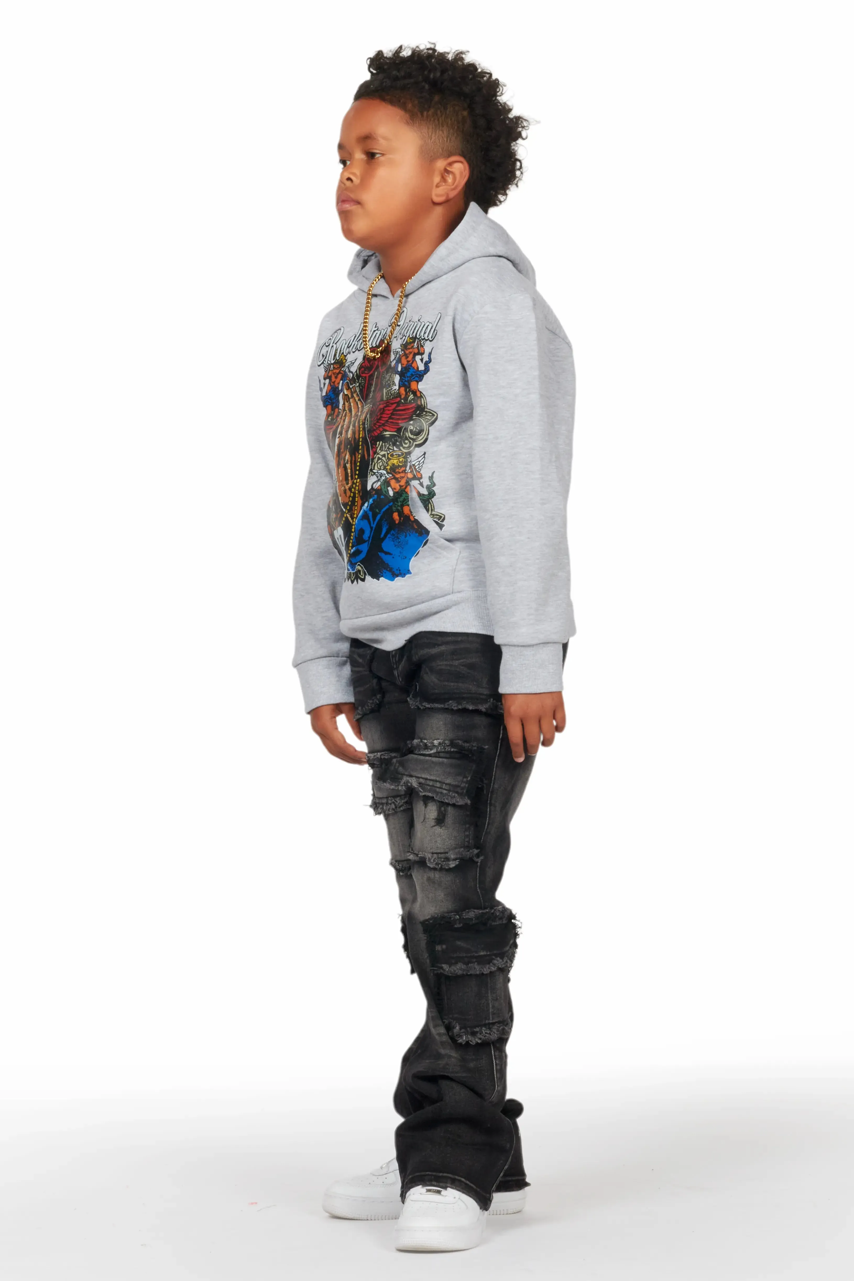 Boys Tyrell Dark Grey Skinny Fit Cargo Jean sold by Rockstar Original product image thumbnail 5