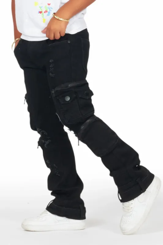 Girls Alisson Black Stacked Flare Jean sold by Rockstar Original